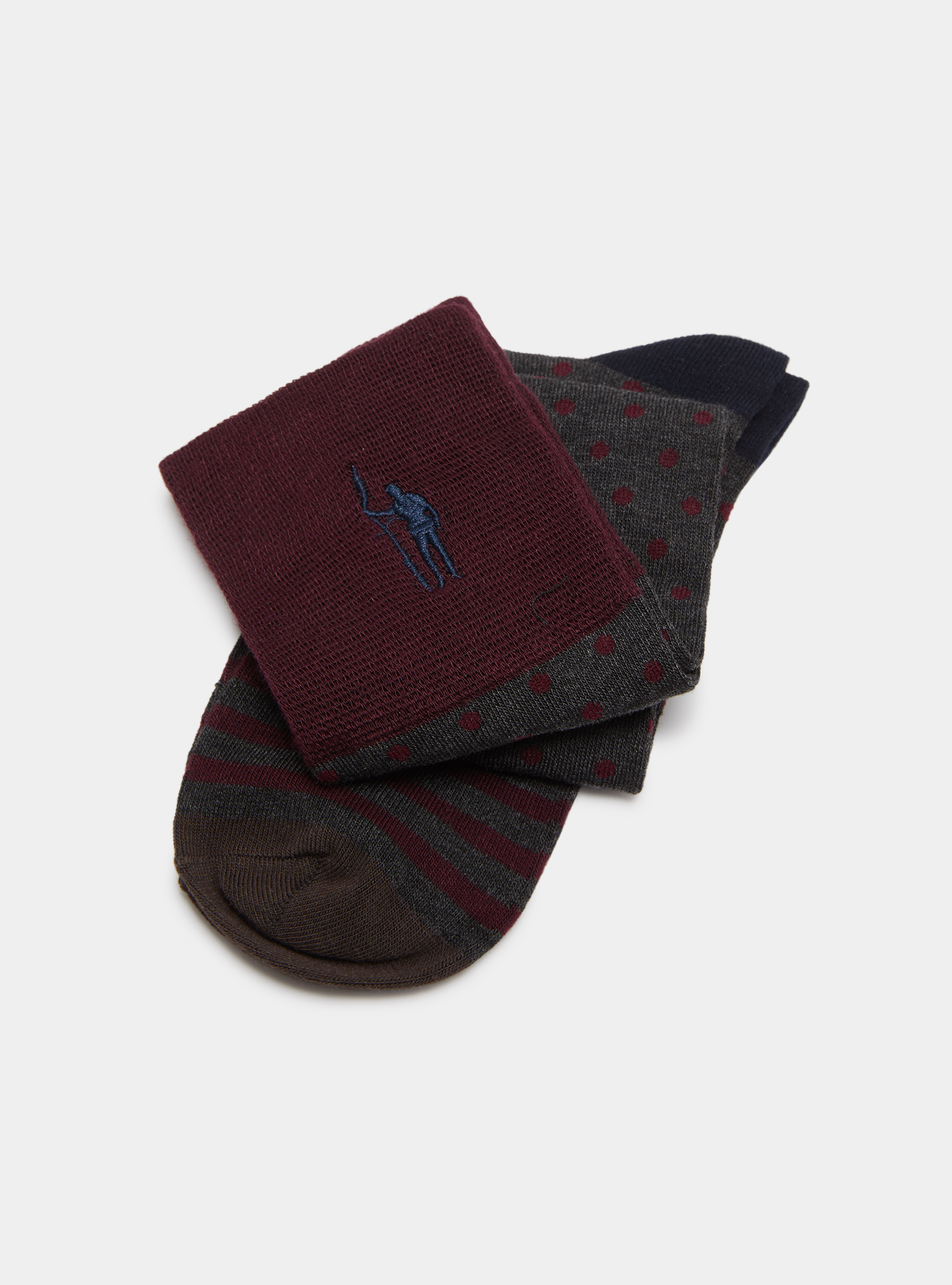 Long socks with polka dots and stripes, ASPHALT GREY