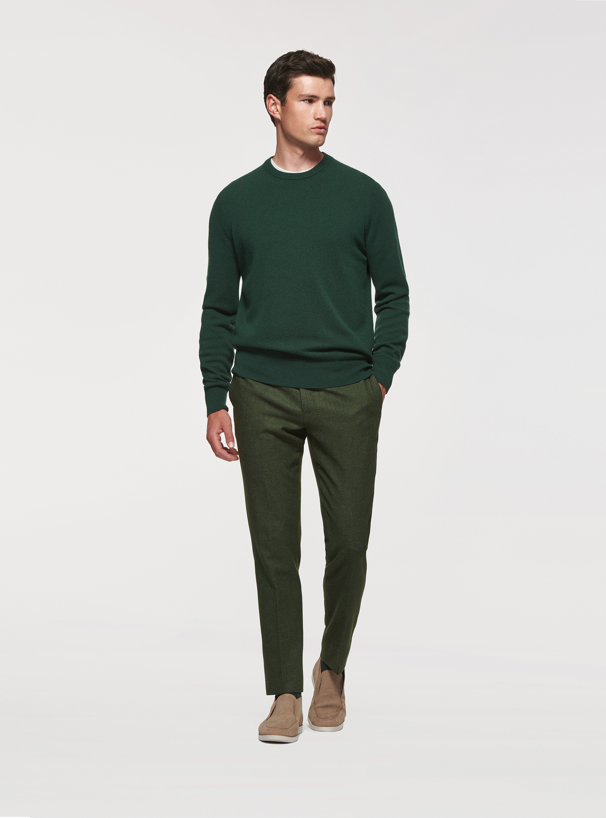 Lambswool and cashmere crew-neck sweater, GREEN