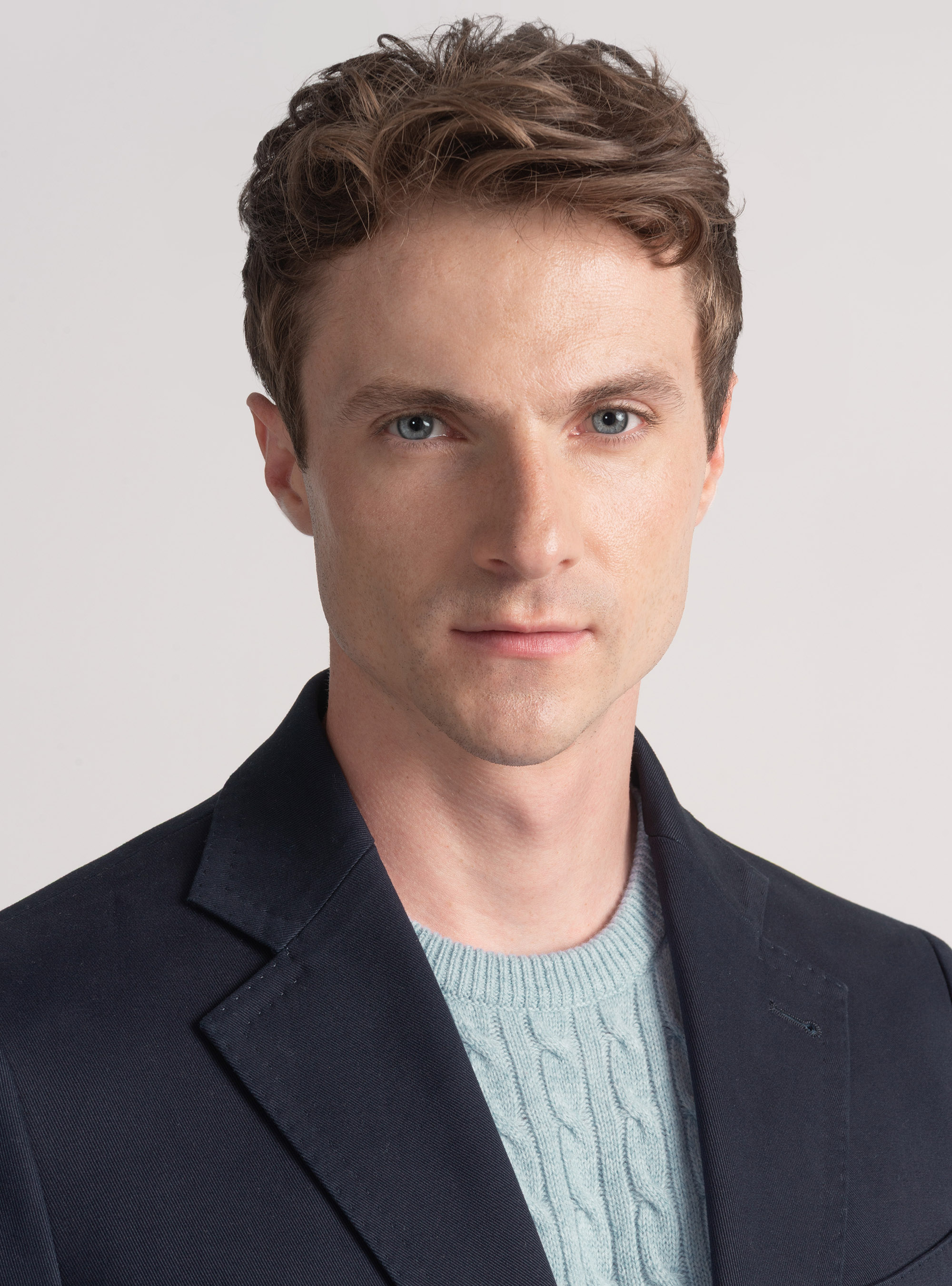 Frosted cotton blazer, NAVY BLUE