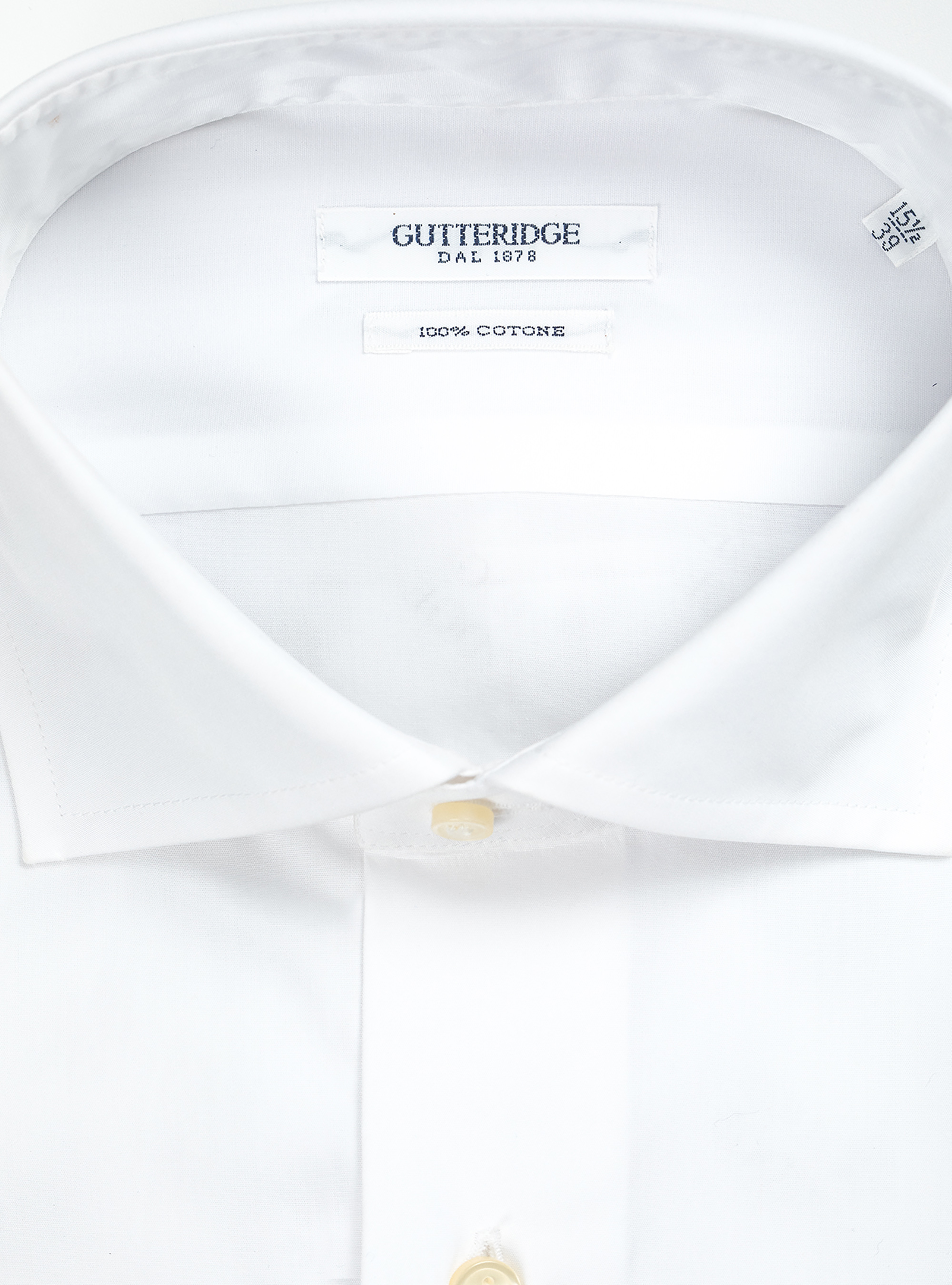 Camicia con collo francese in fil a fil, BIANCO
