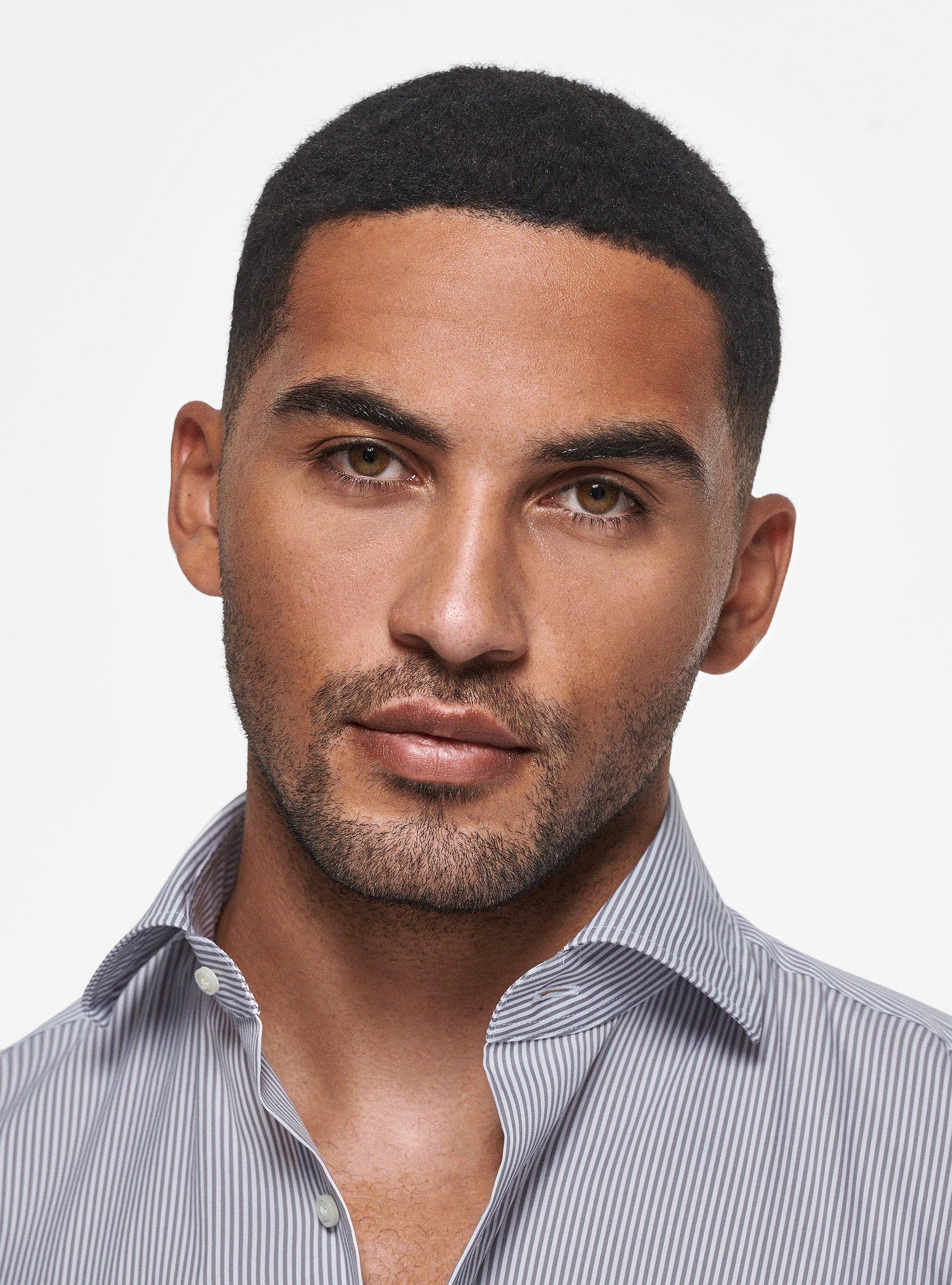 Camicia a righe popeline stretch, GRIGIO CHIARO MELANGE