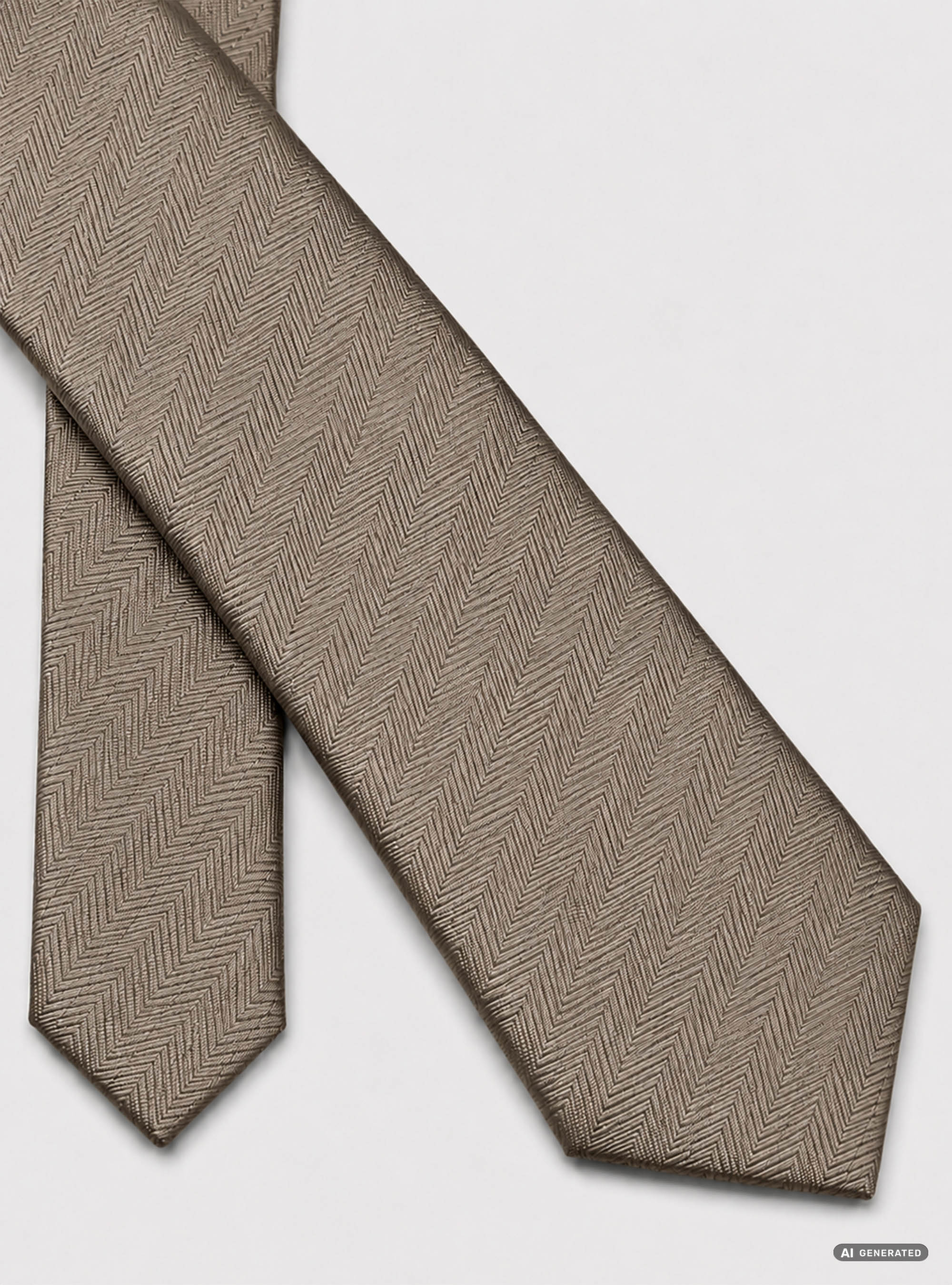 Herringbone silk tie, BROWN