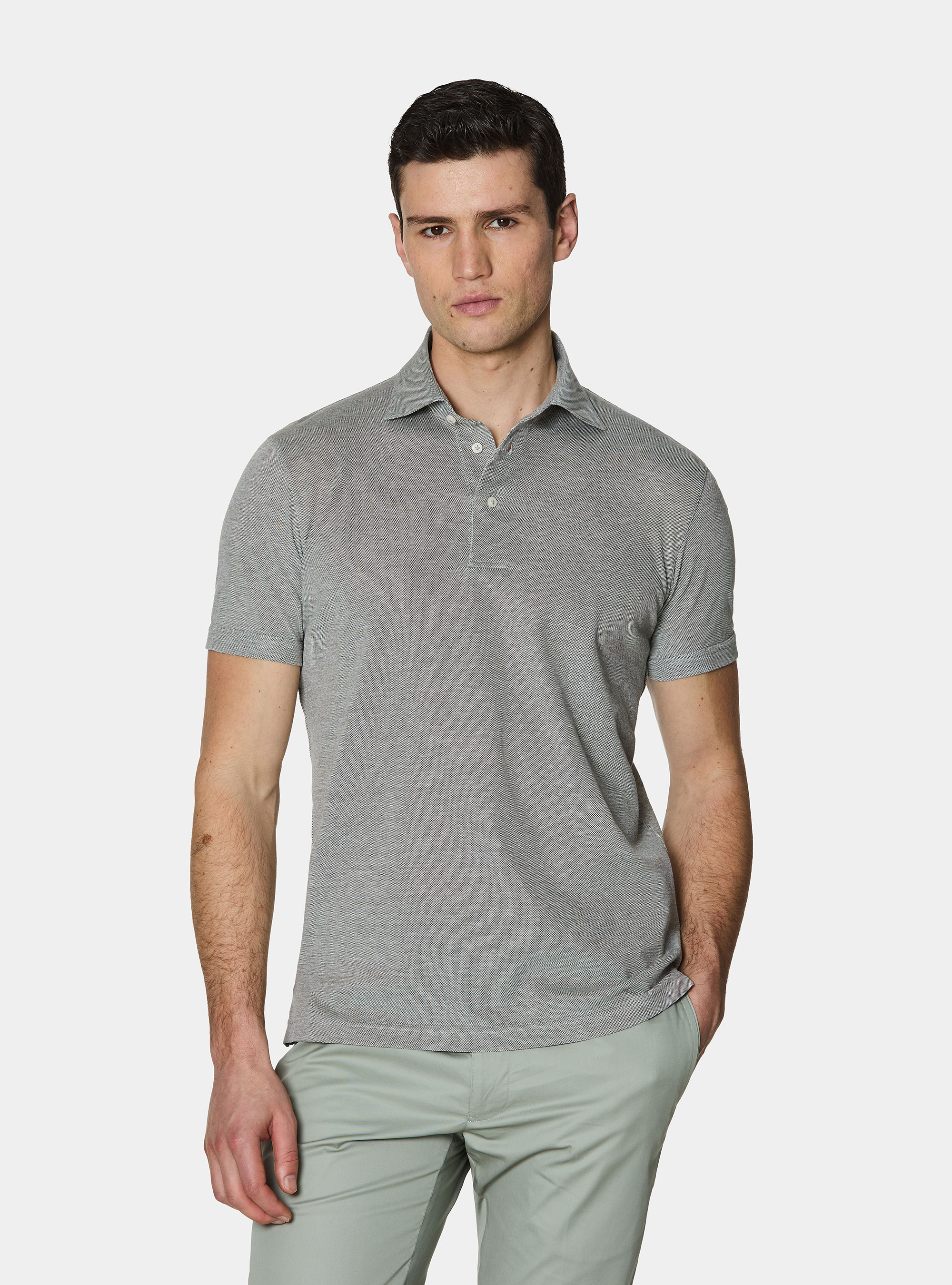 GT01 stretch pique polo shirt, VERDE SALVIA 0604C