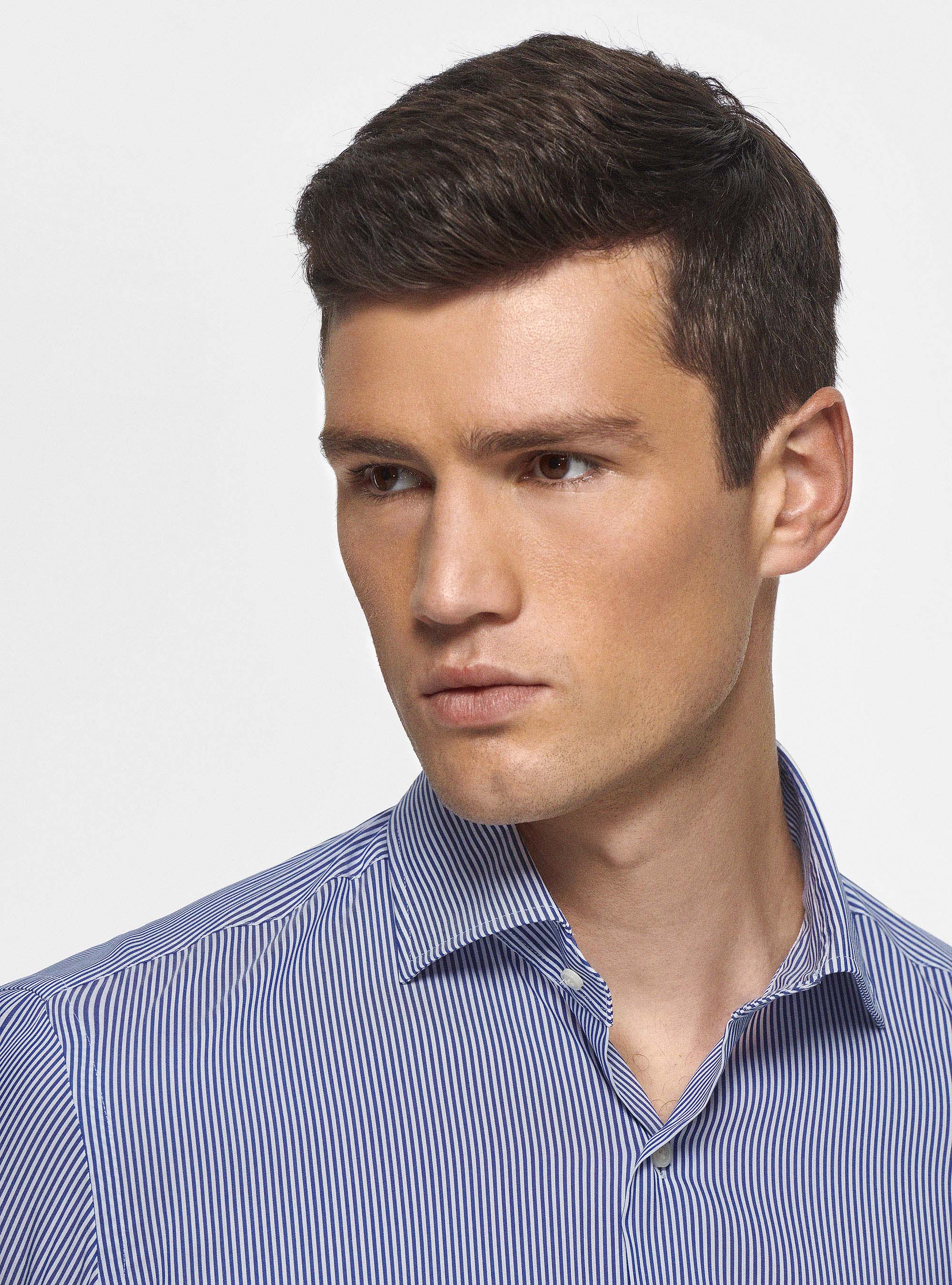 Stretch poplin striped shirt, BLUE