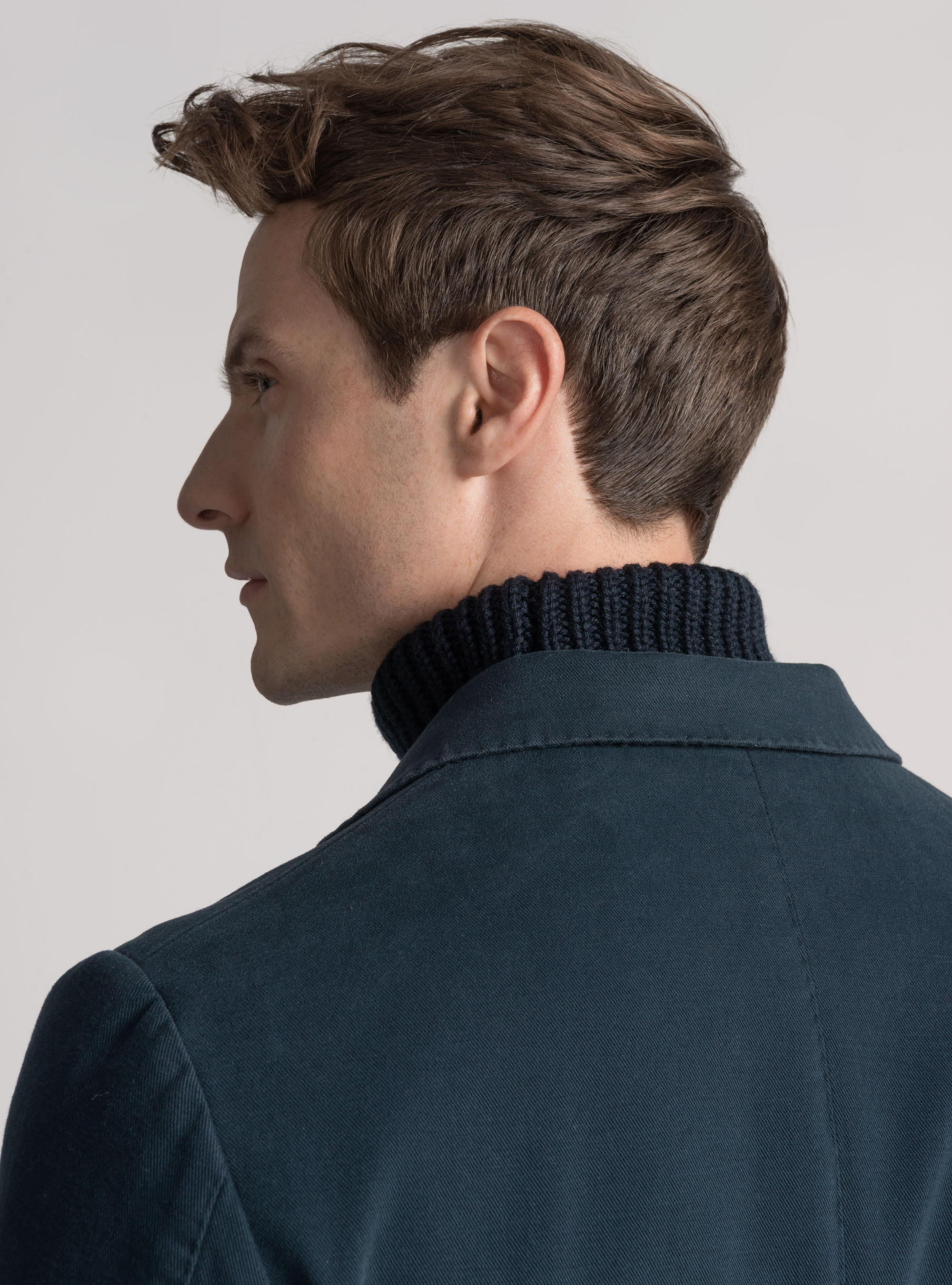 Americana de algodón y cachemira, AZUL MARINO