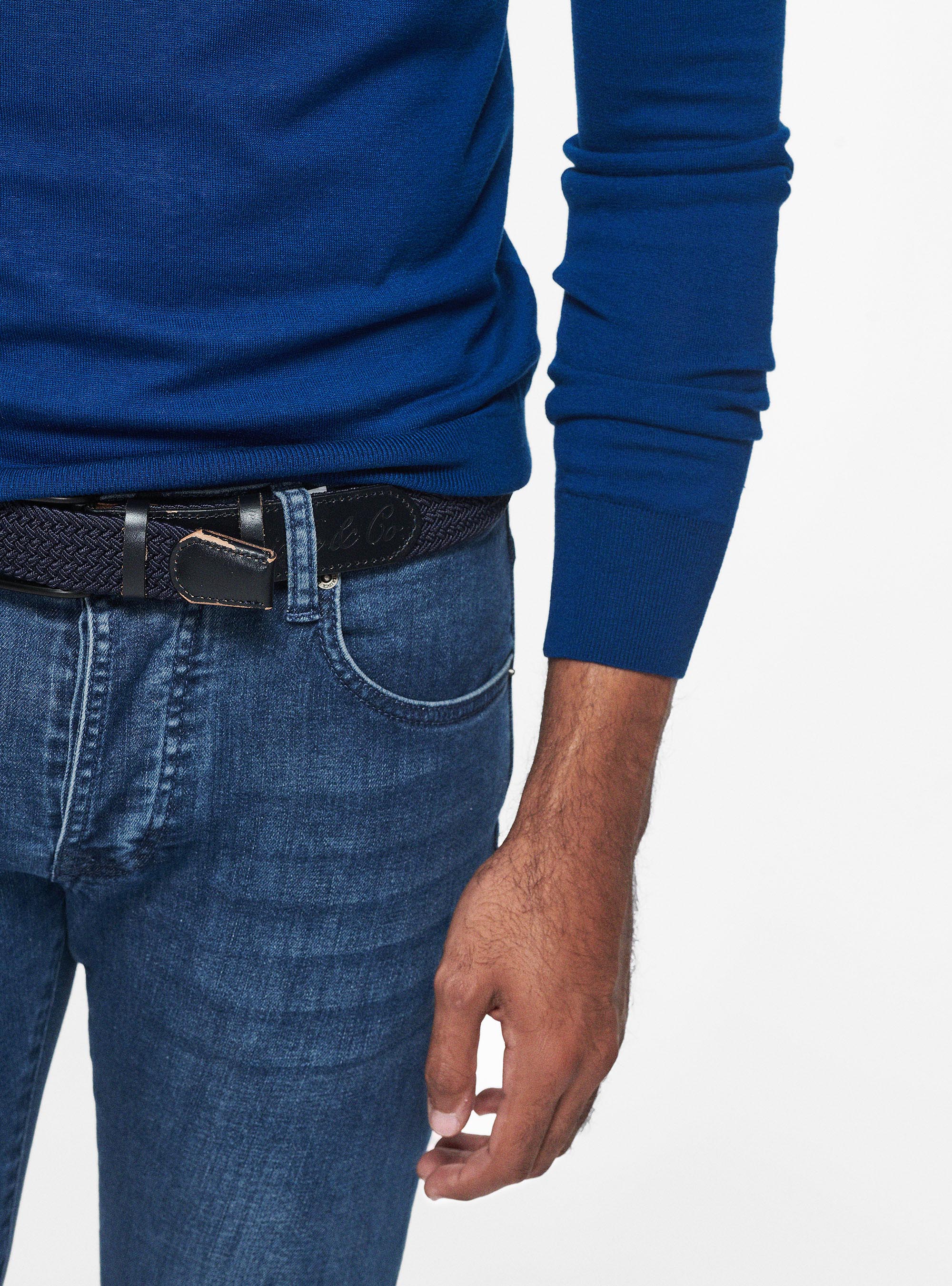 Silk and cotton crew-neck sweater, BLUE ROYAL