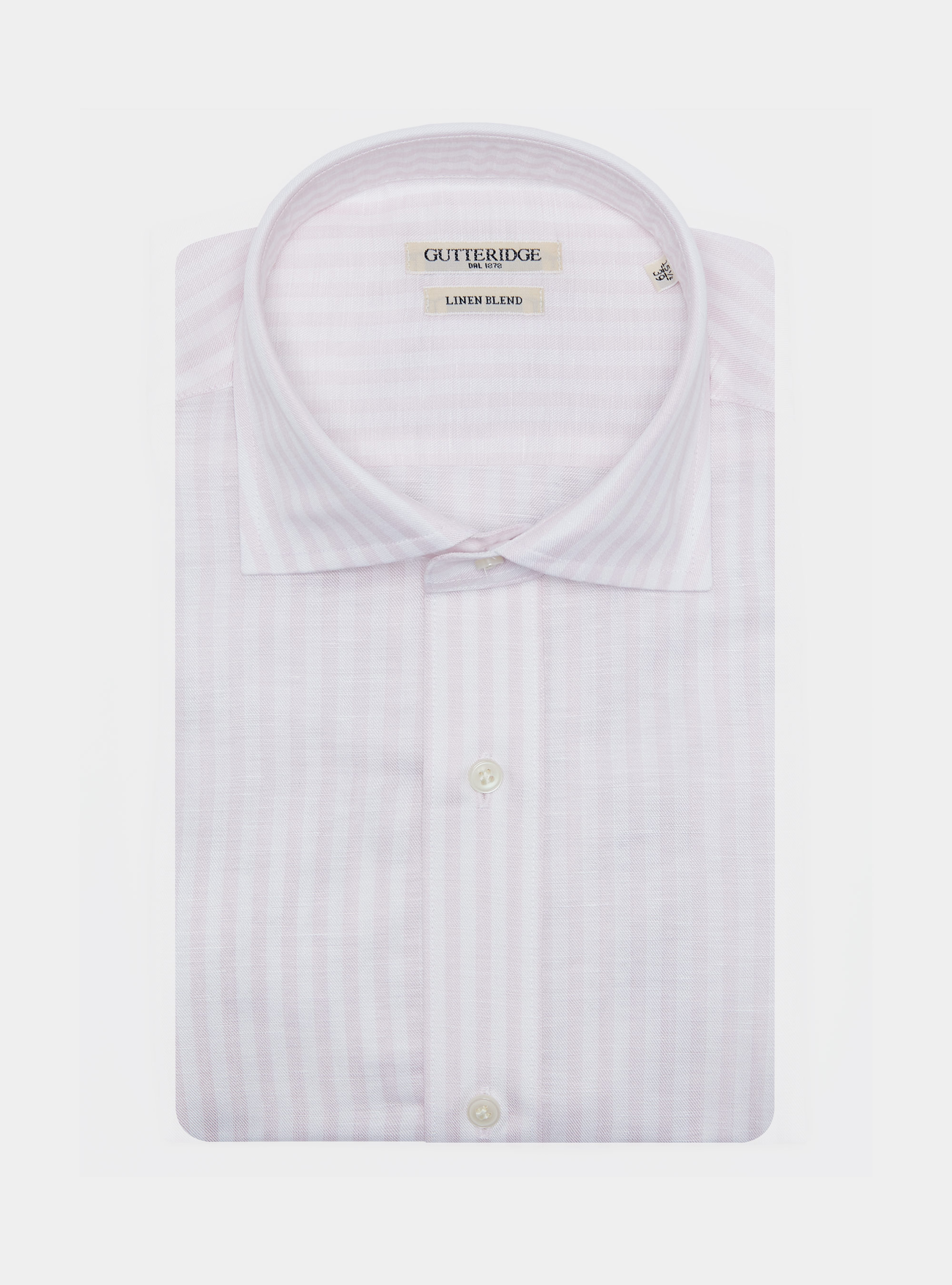 Camicia rigata in misto lino, ROSA