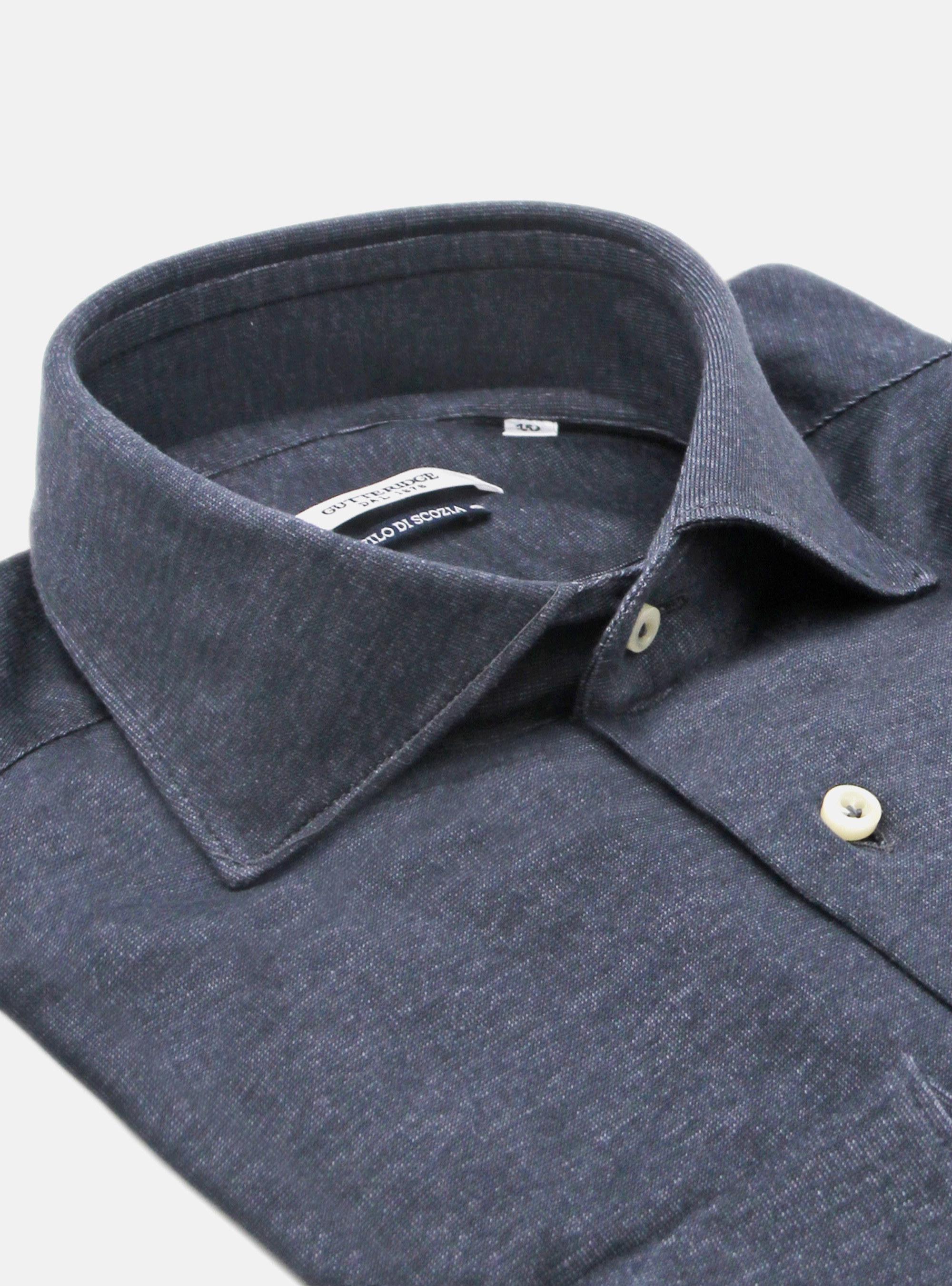 SHIRT WITH JERSEY MAKO COTTON FRENCH COLLAR, ASPHALT GREY