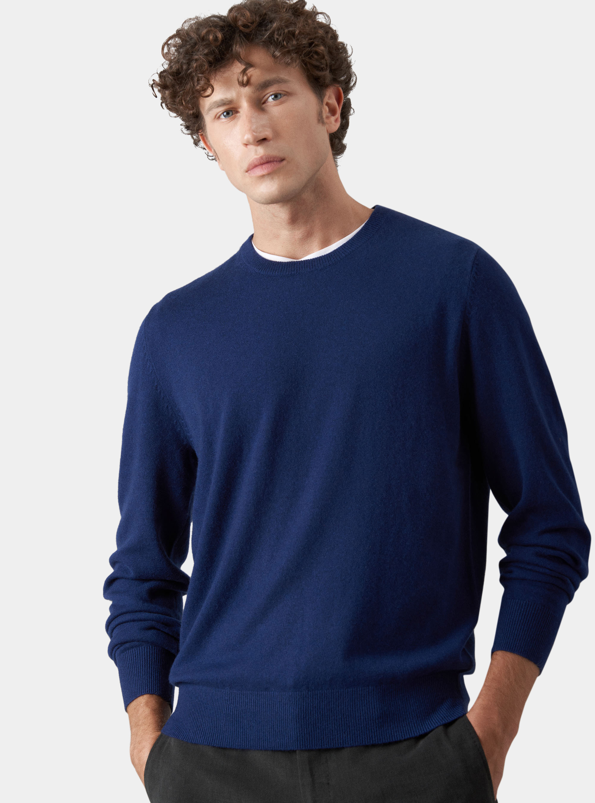 Crew-neck sweater 100% cashmere, BASALT