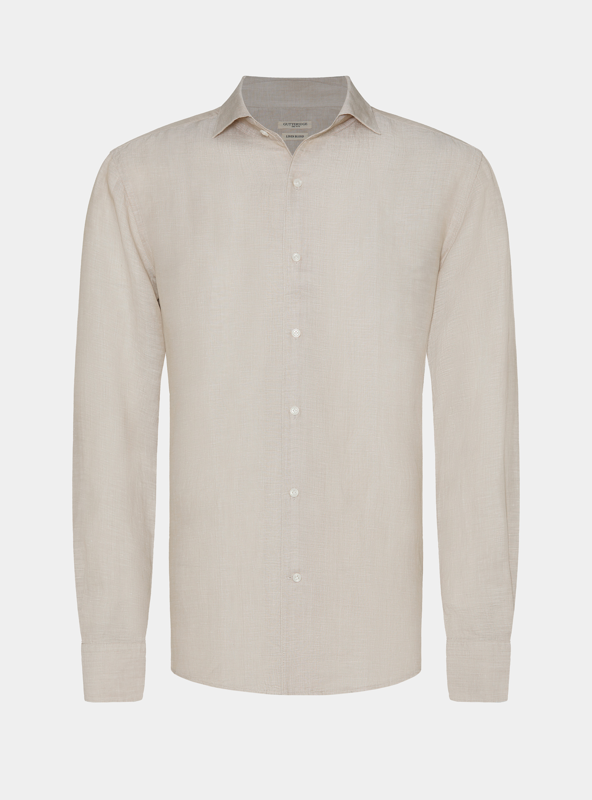 Linen-blend shirt with facing, SAND