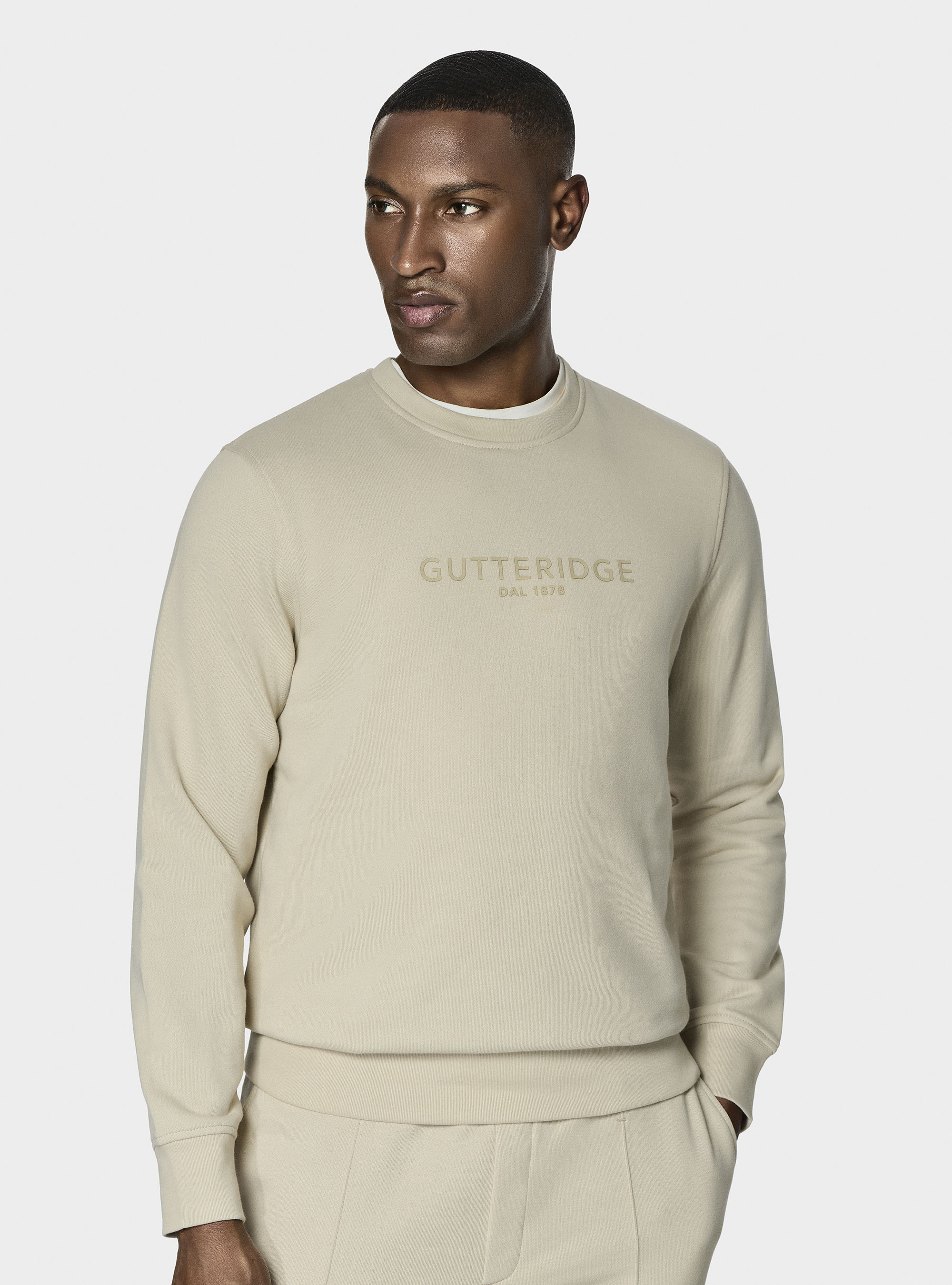 Gutteridge logo crewneck sweatshirt, ECRU 0536C