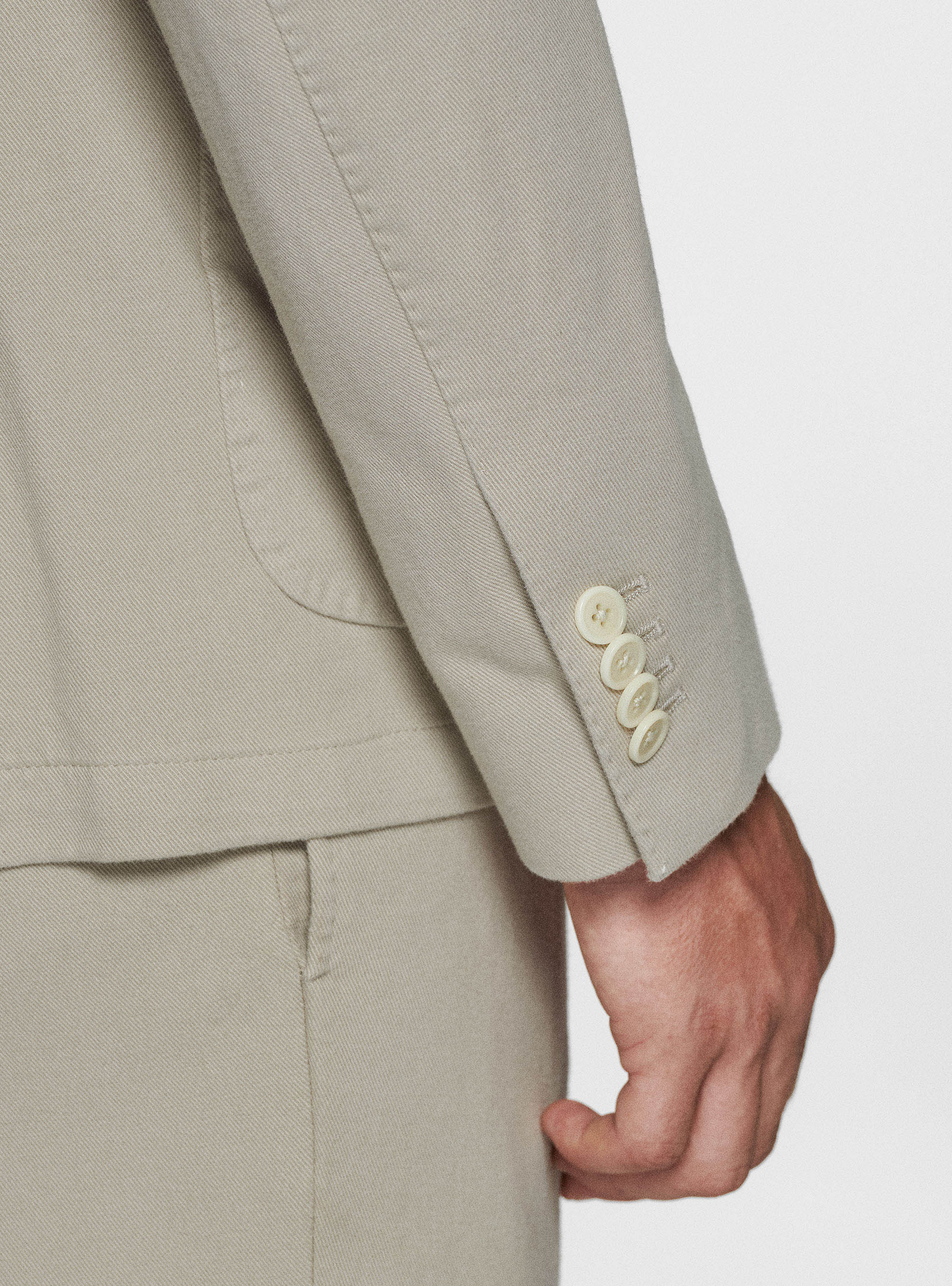 Giacca doppiopetto in cotone cashmere, ECRU