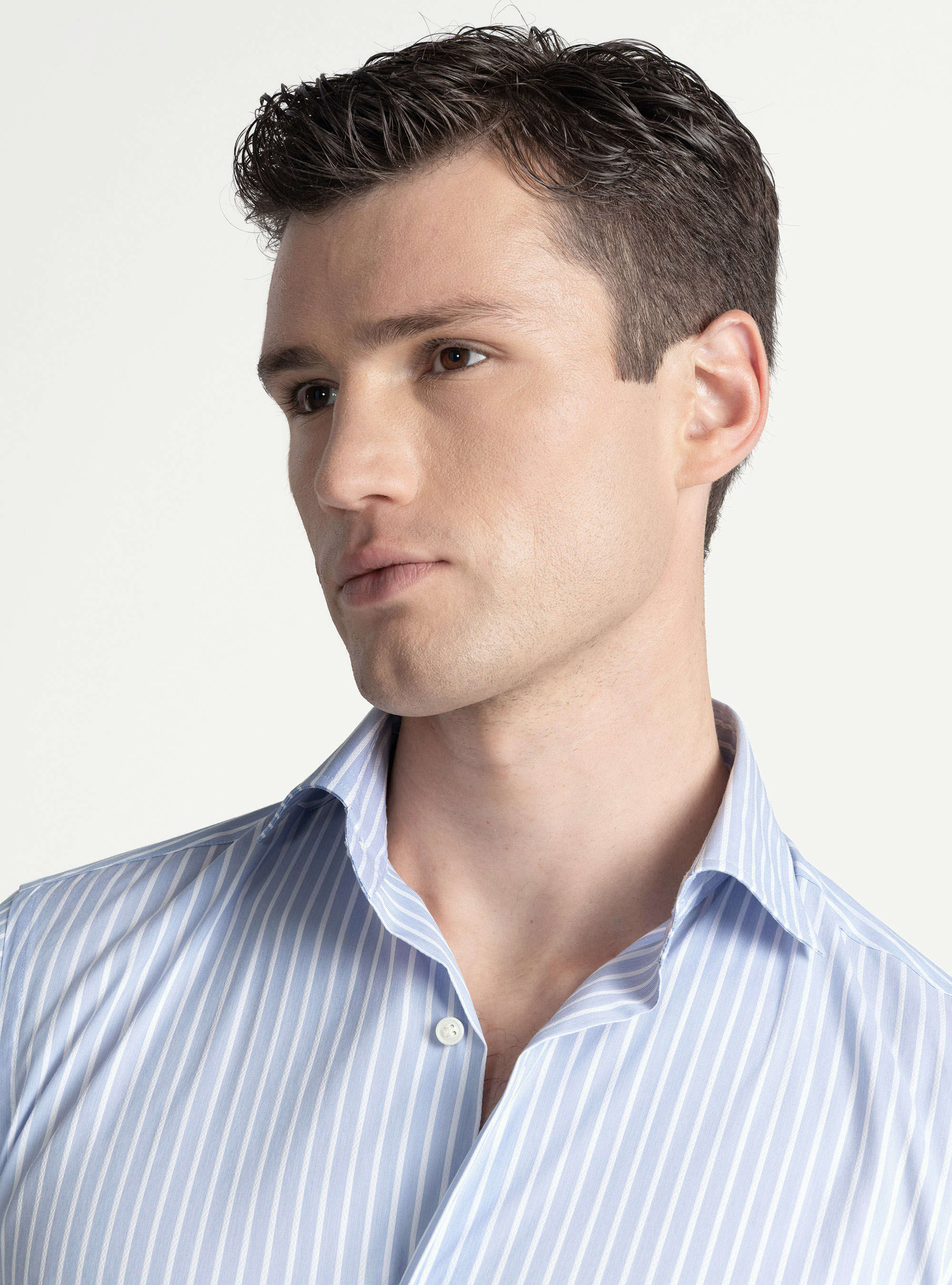 Stretch cotton blend striped shirt, LIGHT BLUE