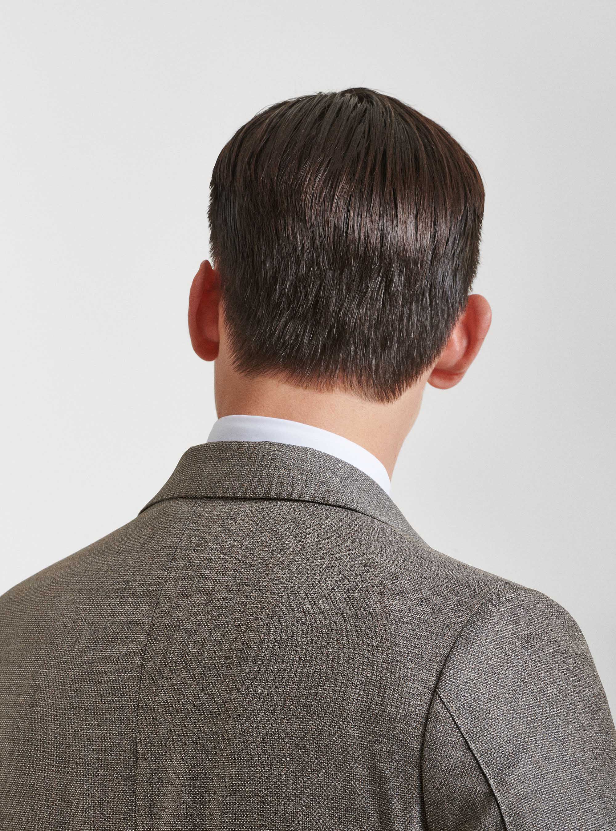 Giacca in pura lana hopsack Vitale Barberis Canonico, FANGO