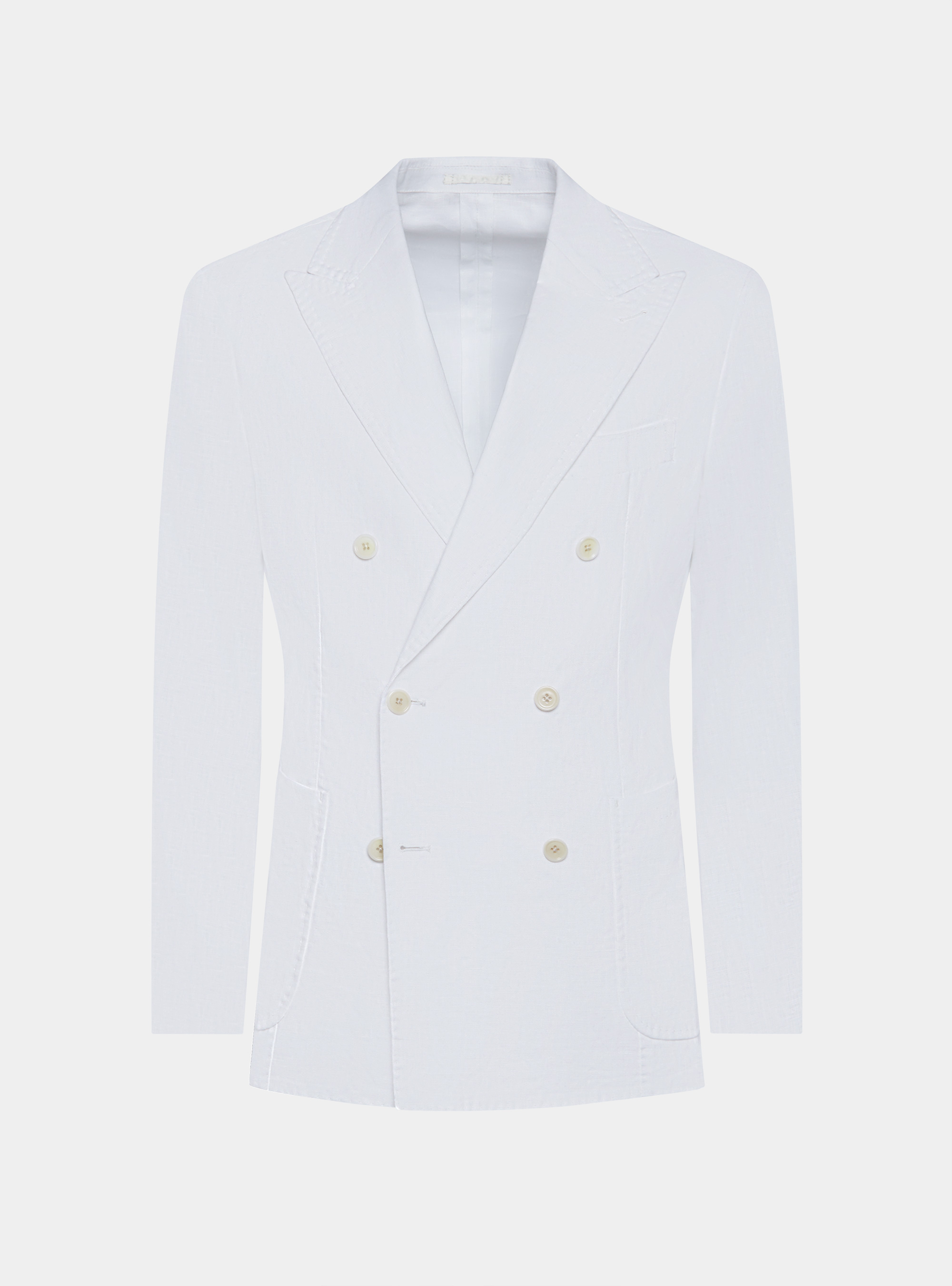 Pure linen double-breasted blazer, WHITE