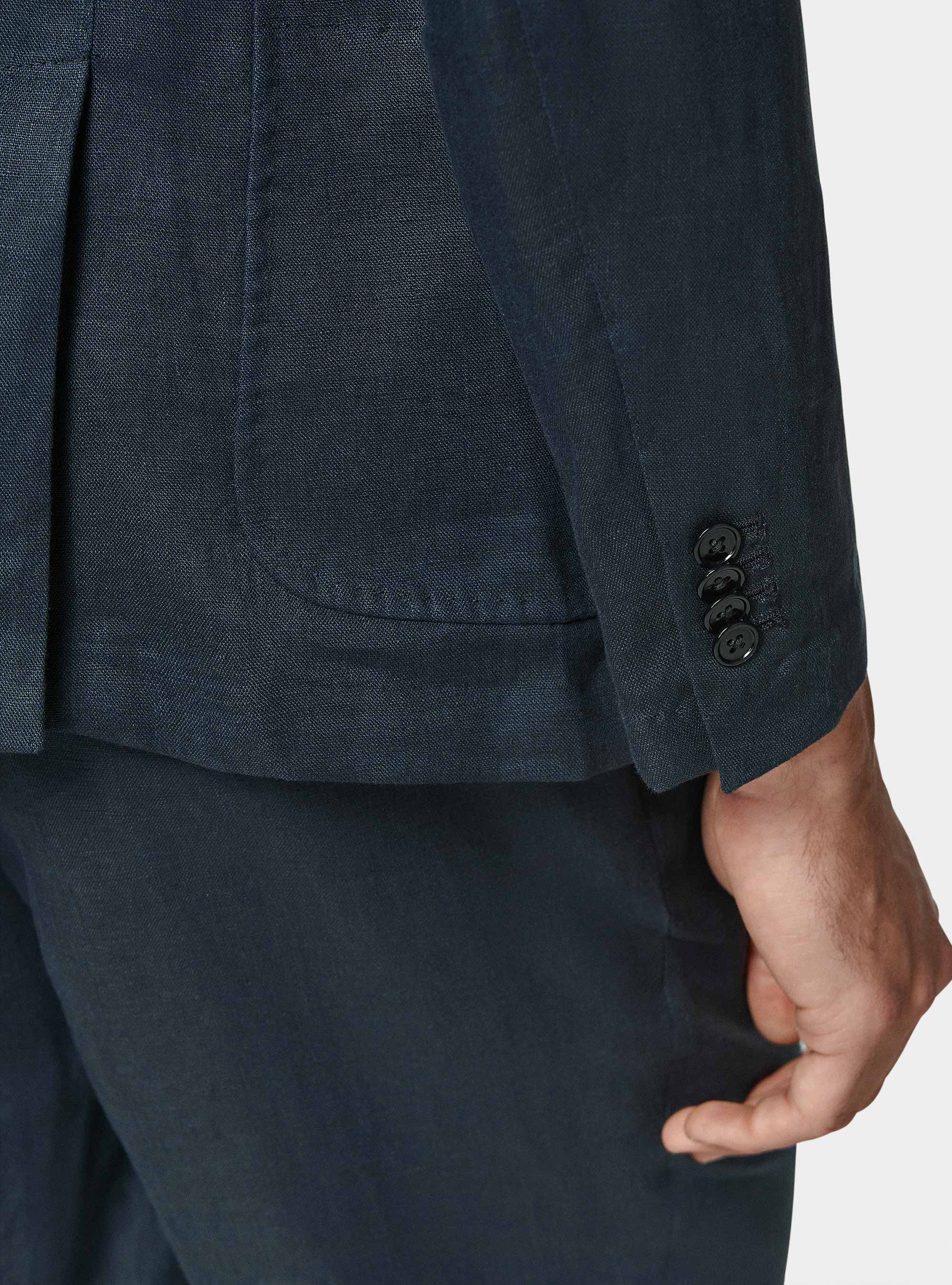 Giacca doppiopetto in puro lino, BLU NAVY