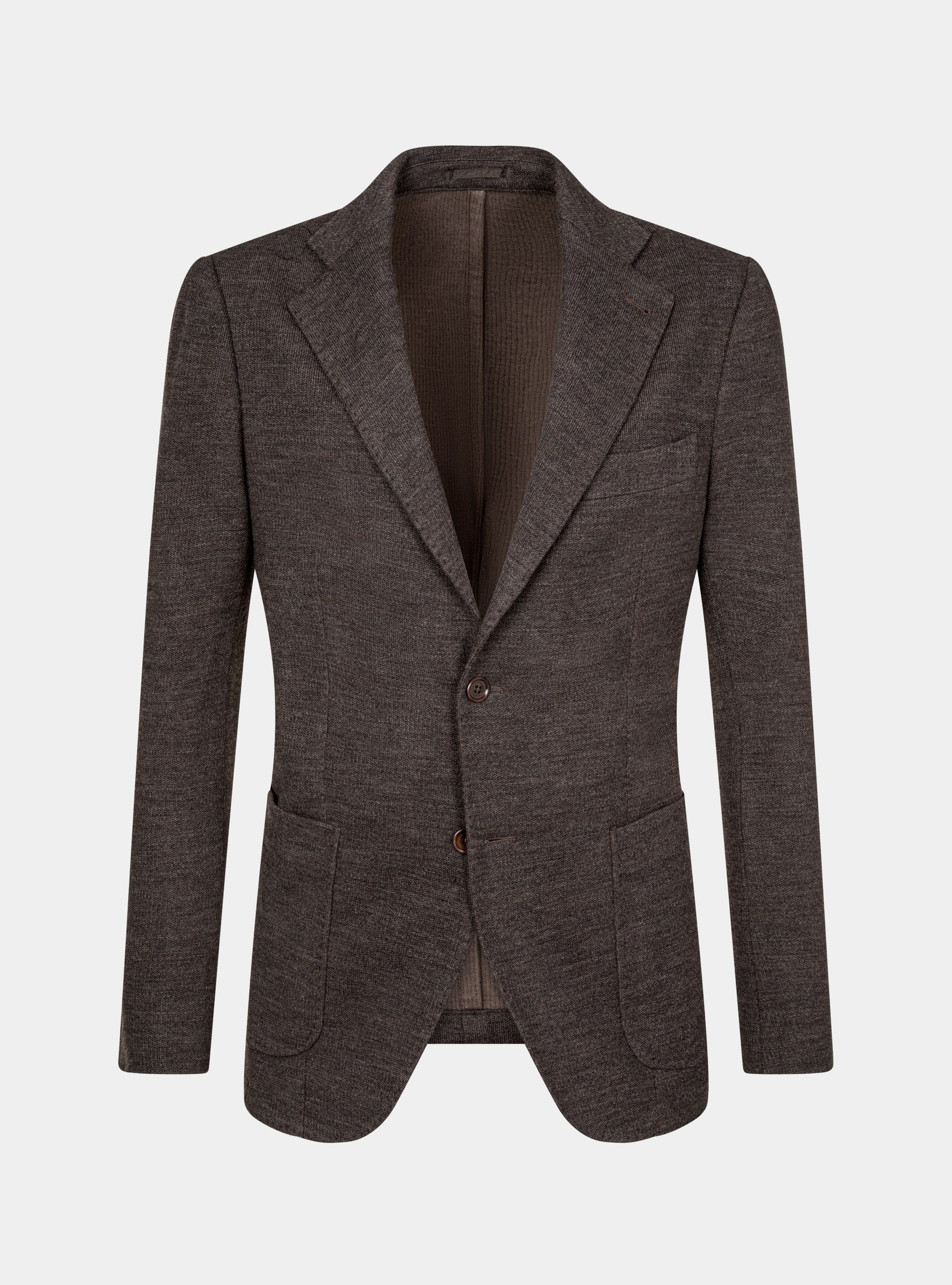 Giacca sfoderata in jersey di lana e cotone, MARRONE