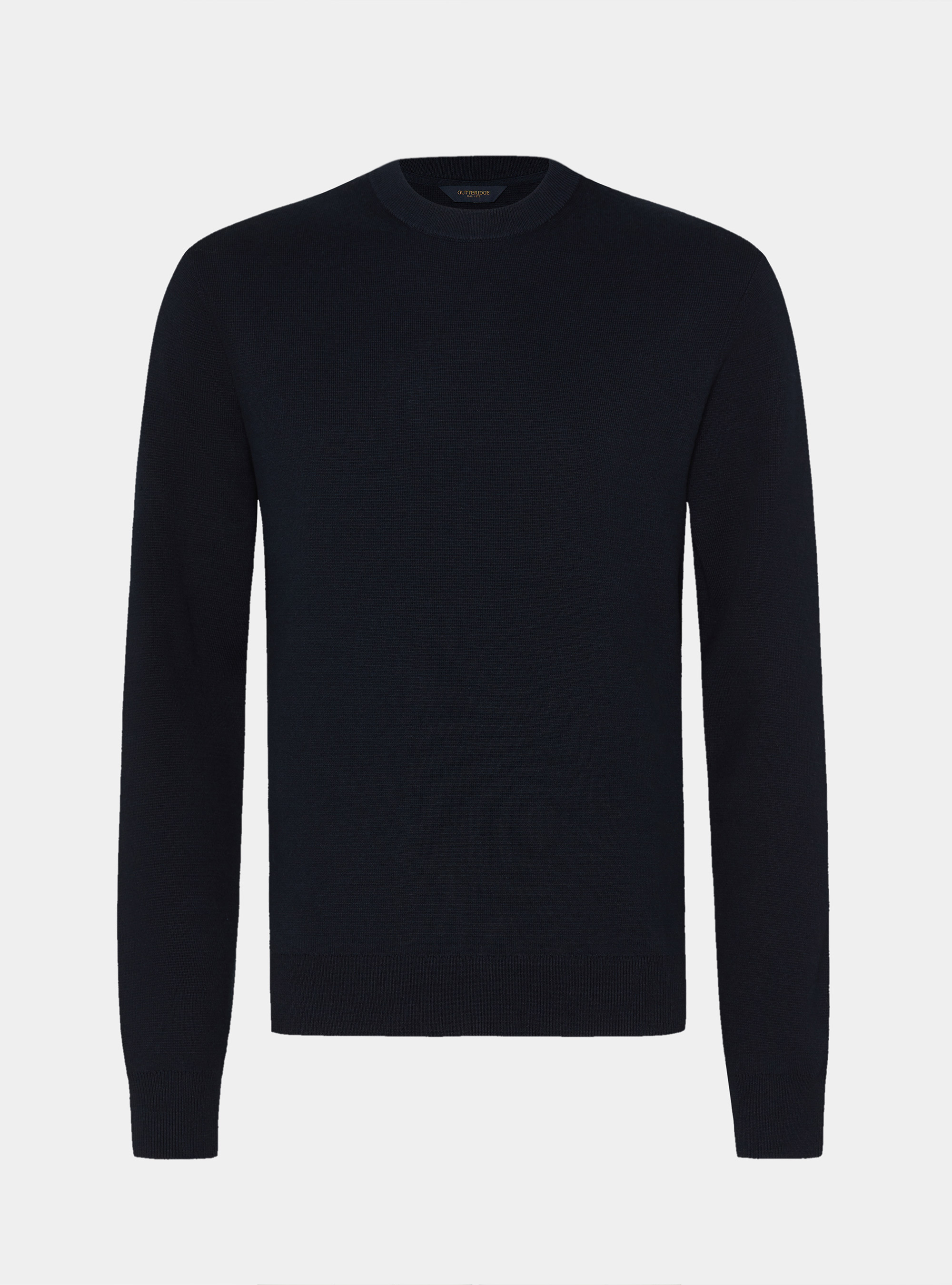 Cotton blend crew neck sweater, NAVY BLUE