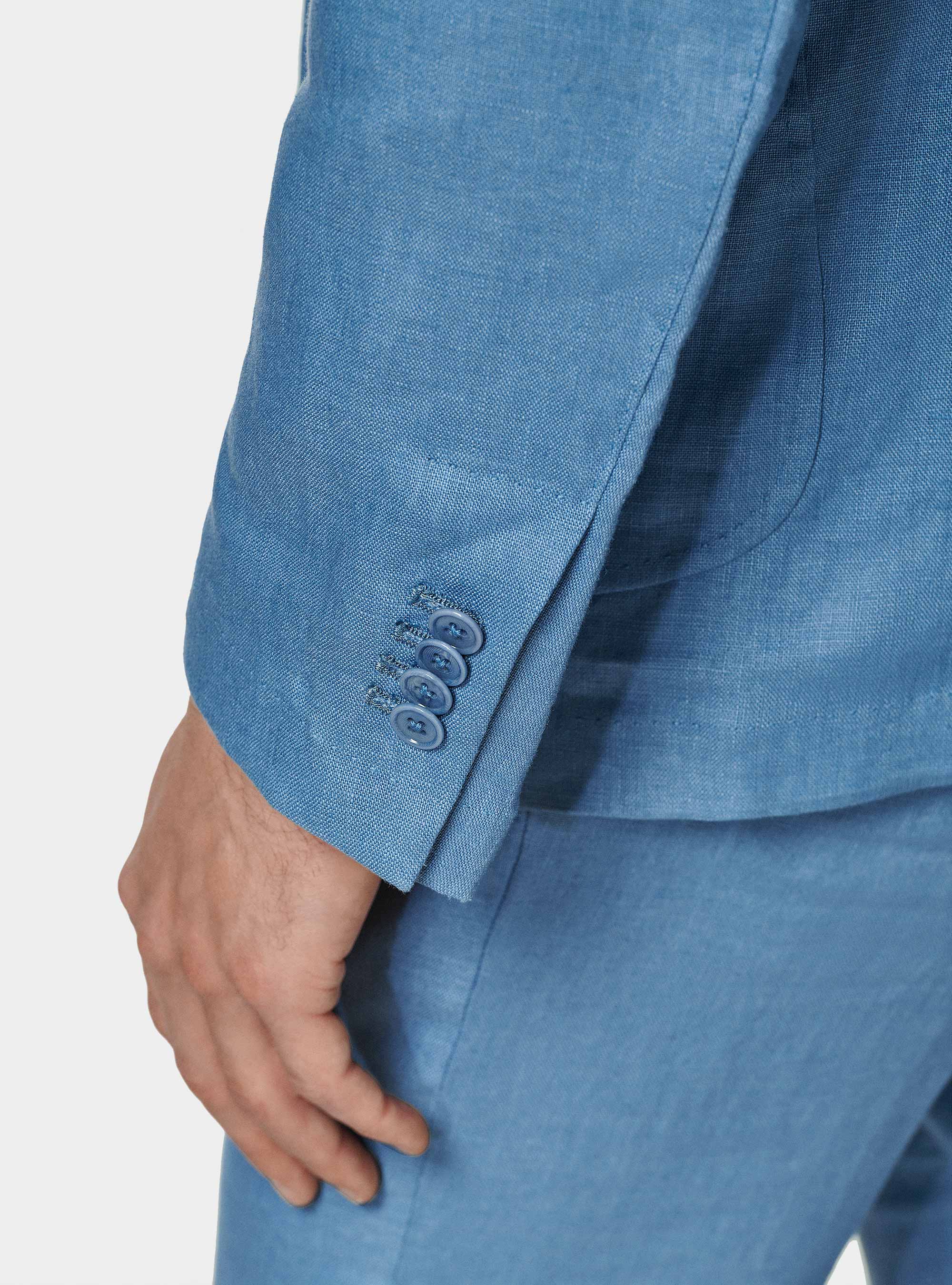 Pure linen suit blazer, AZZURRO POLVERE 0283C