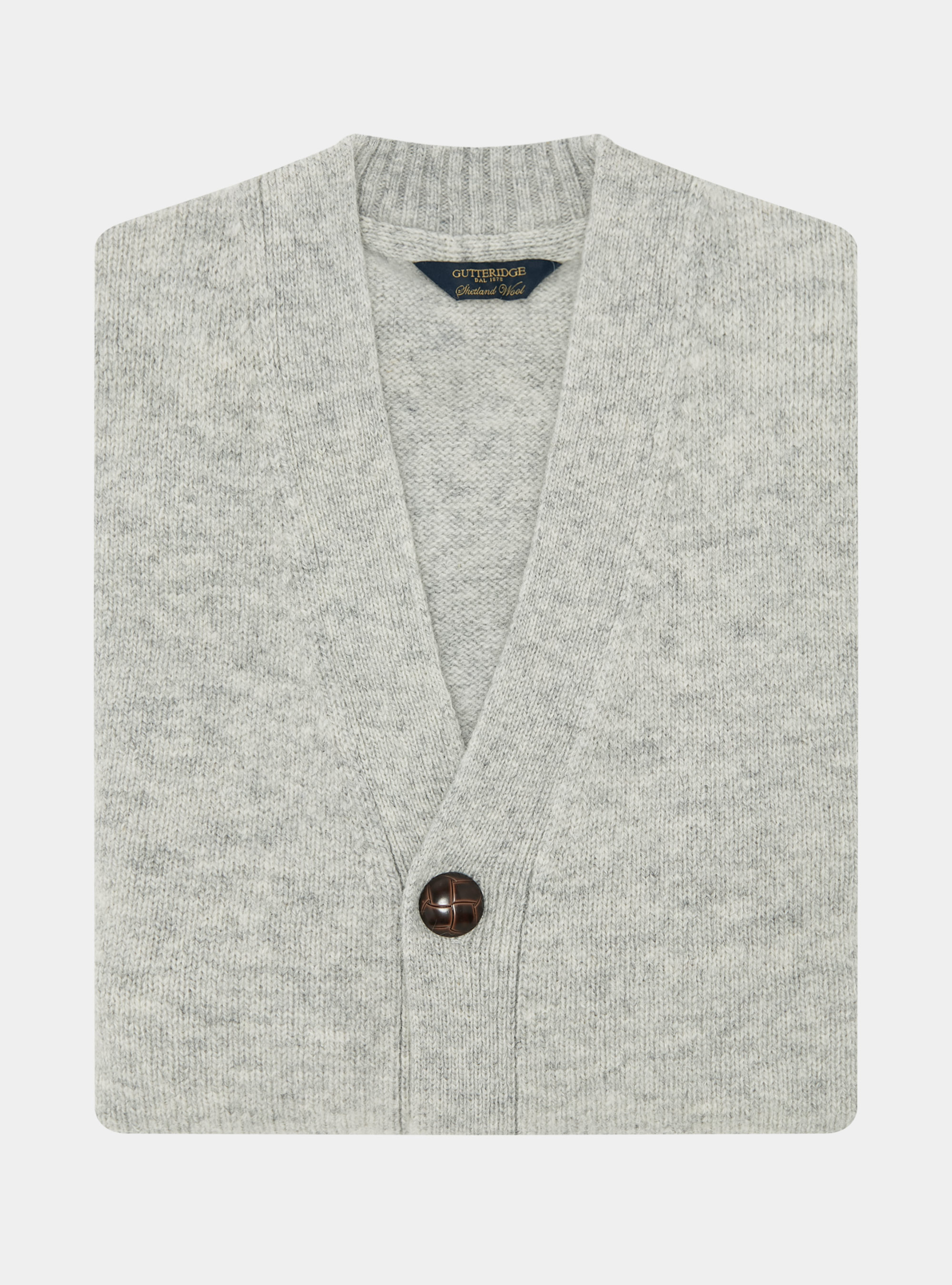 Shetland wool knit cardigan, GRIGIO MELANGE 0151C