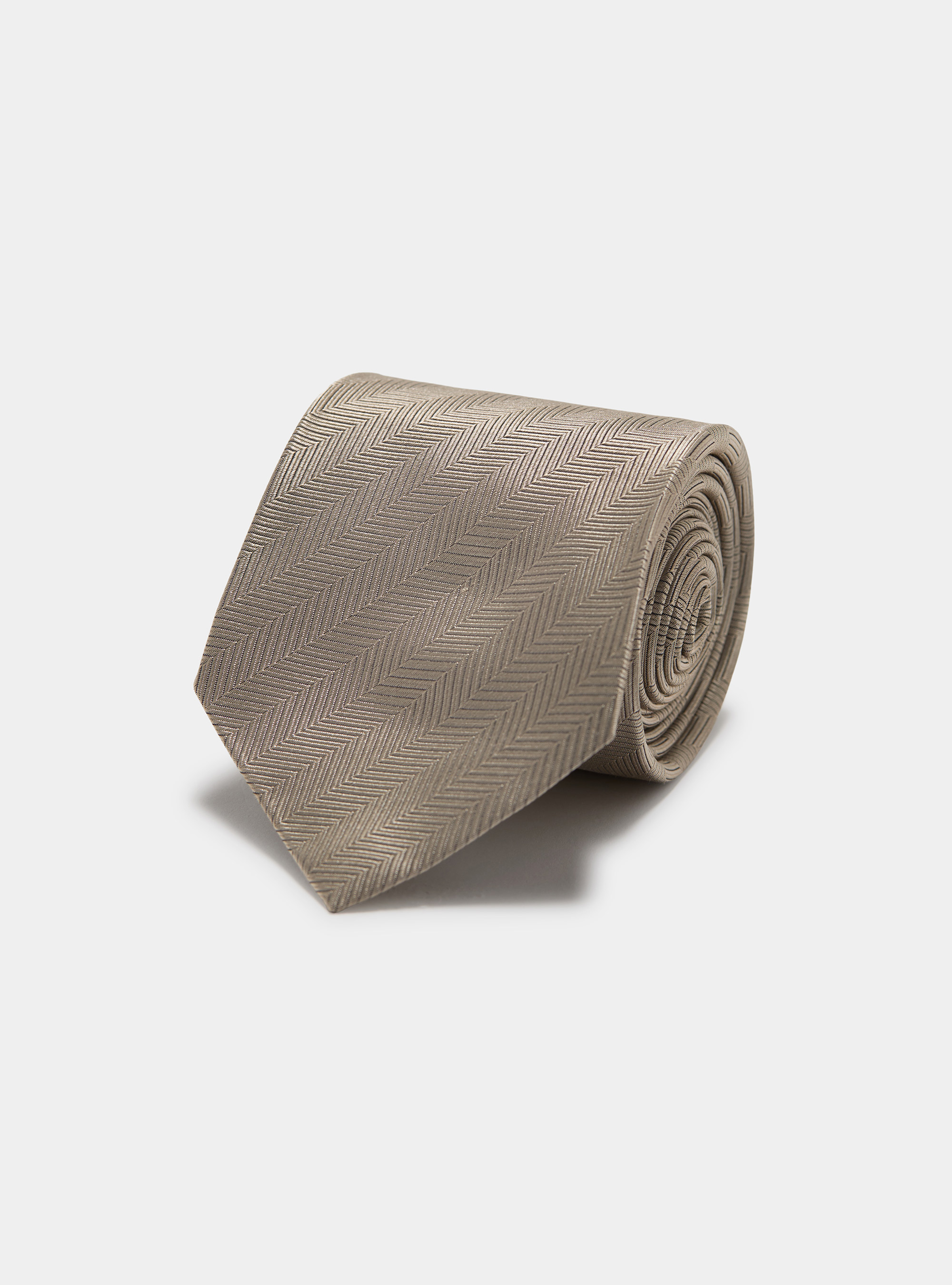 Herringbone silk tie, ECRU