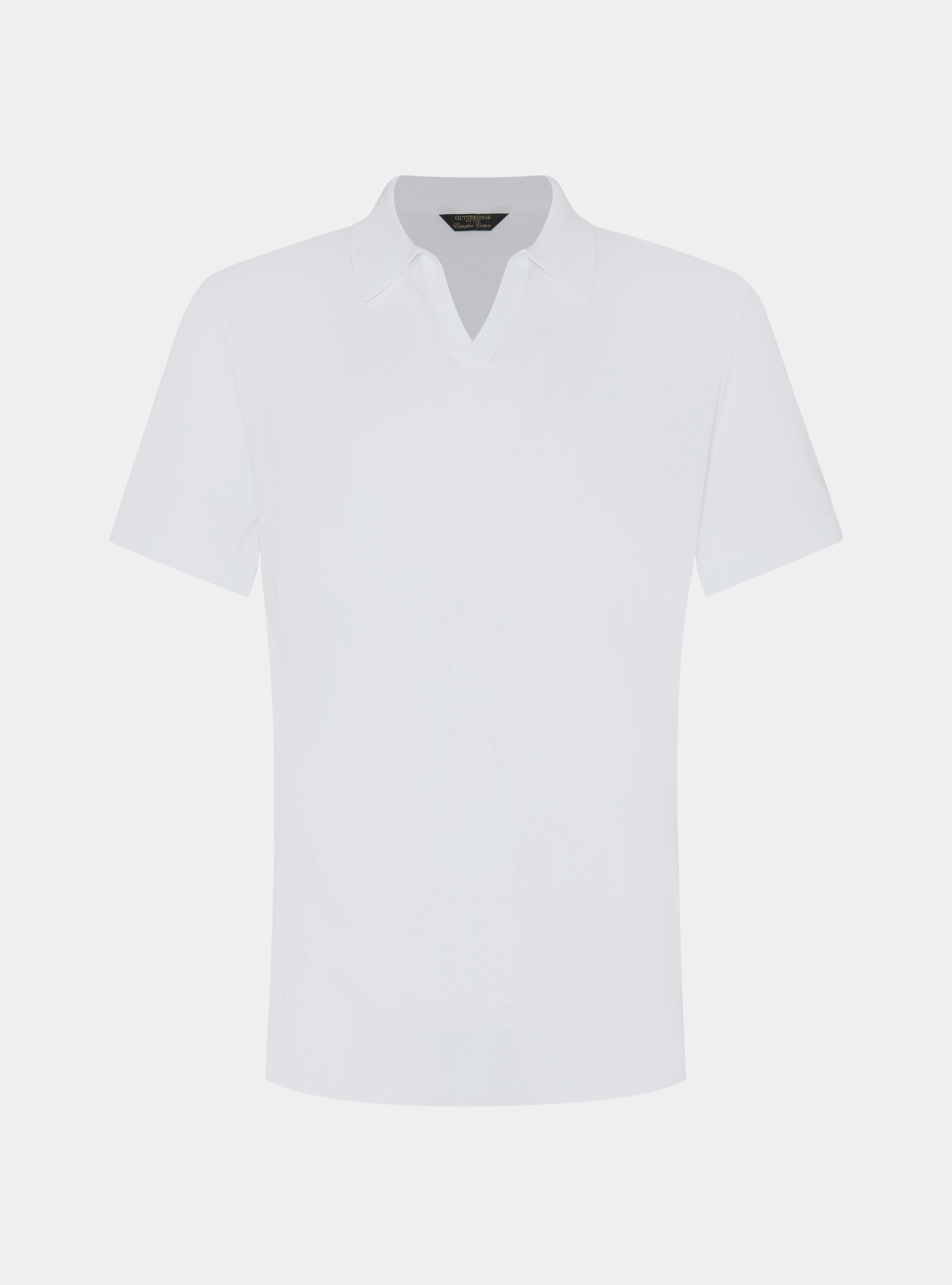 Polo de punto sin botones en algod&oacute;n extrafino, BLANCO