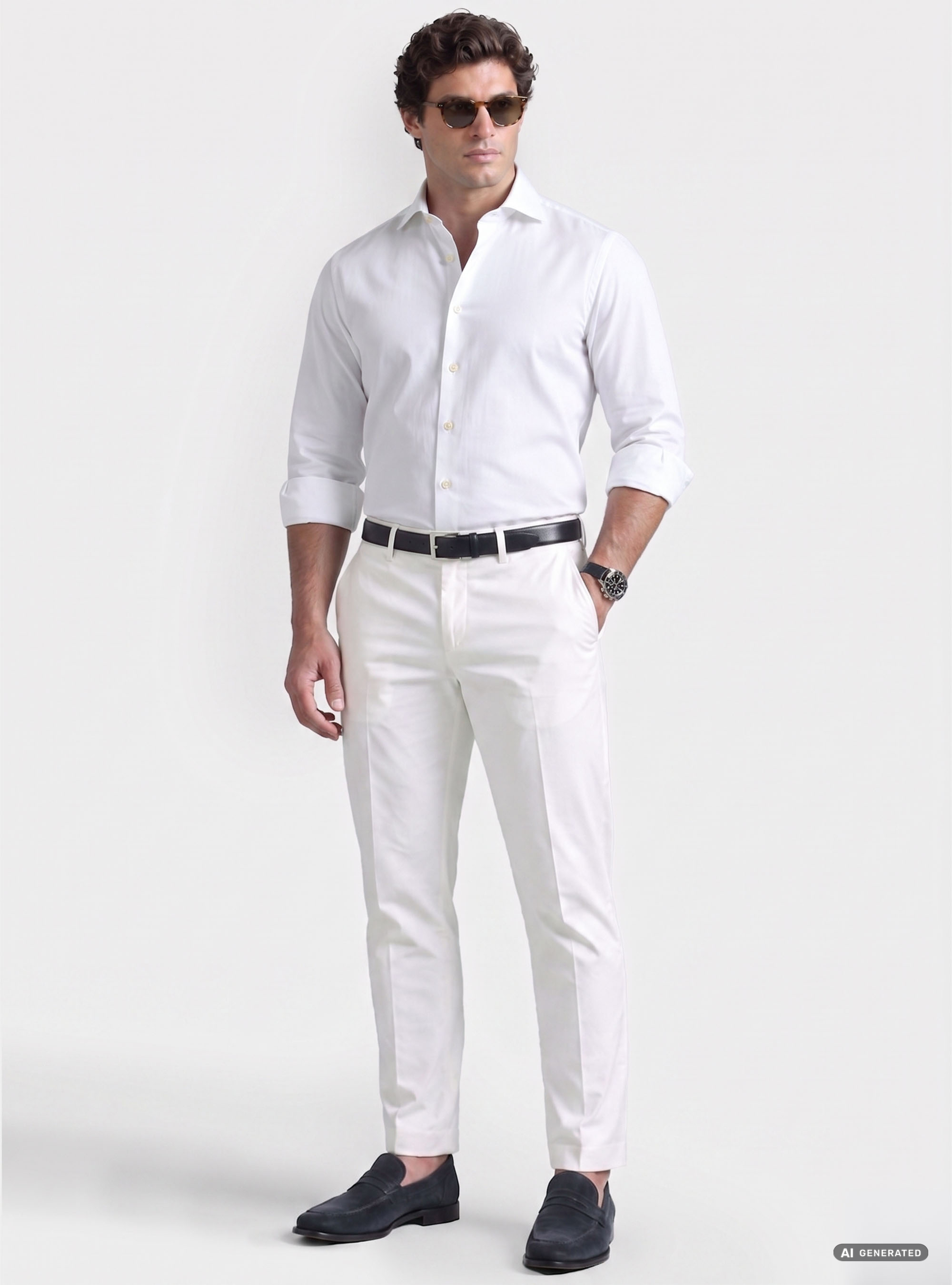 Custom-fit cotton poplin shirt, WHITE