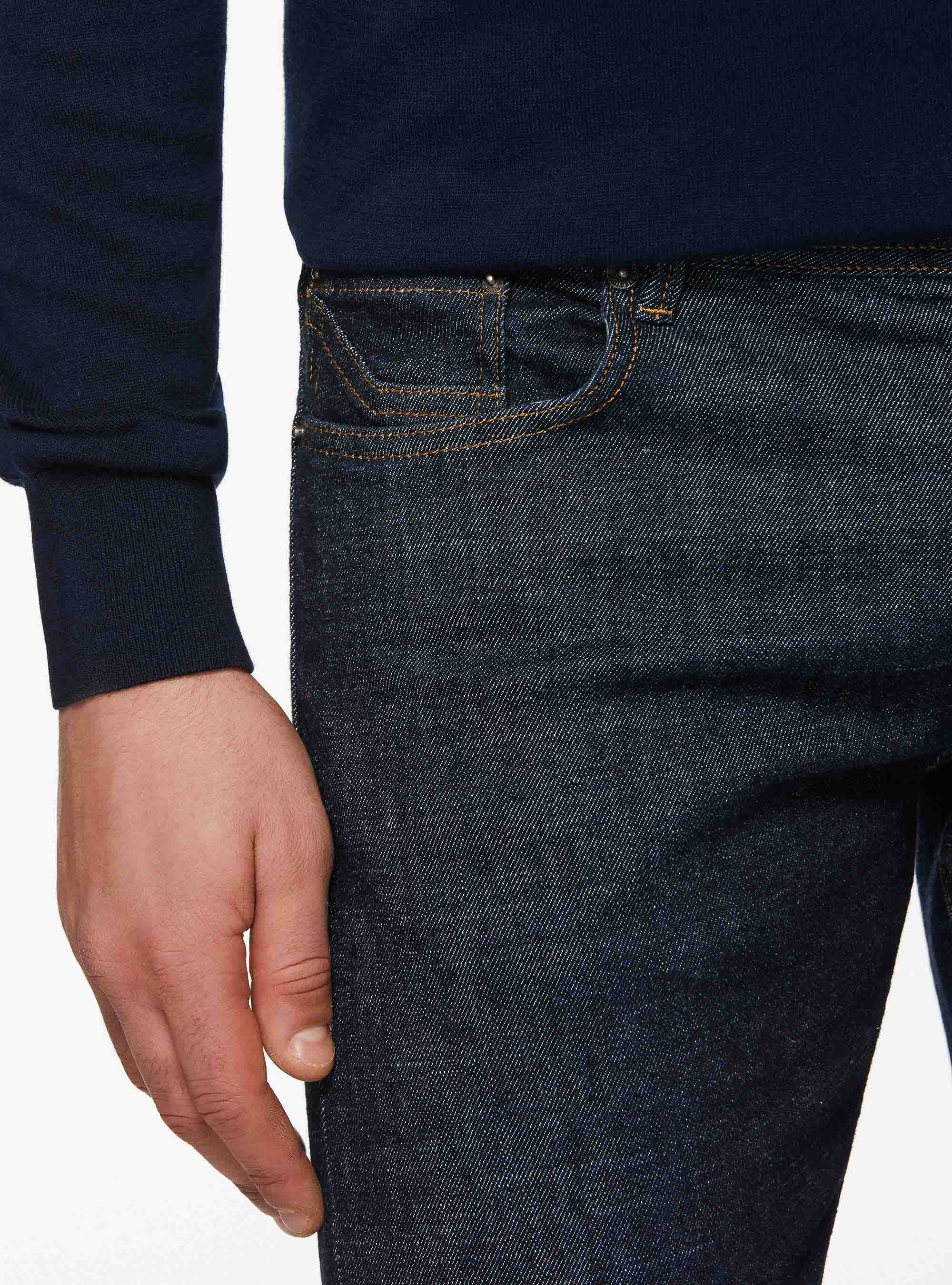 Five-pocket denim rinse wash, NAVY BLUE