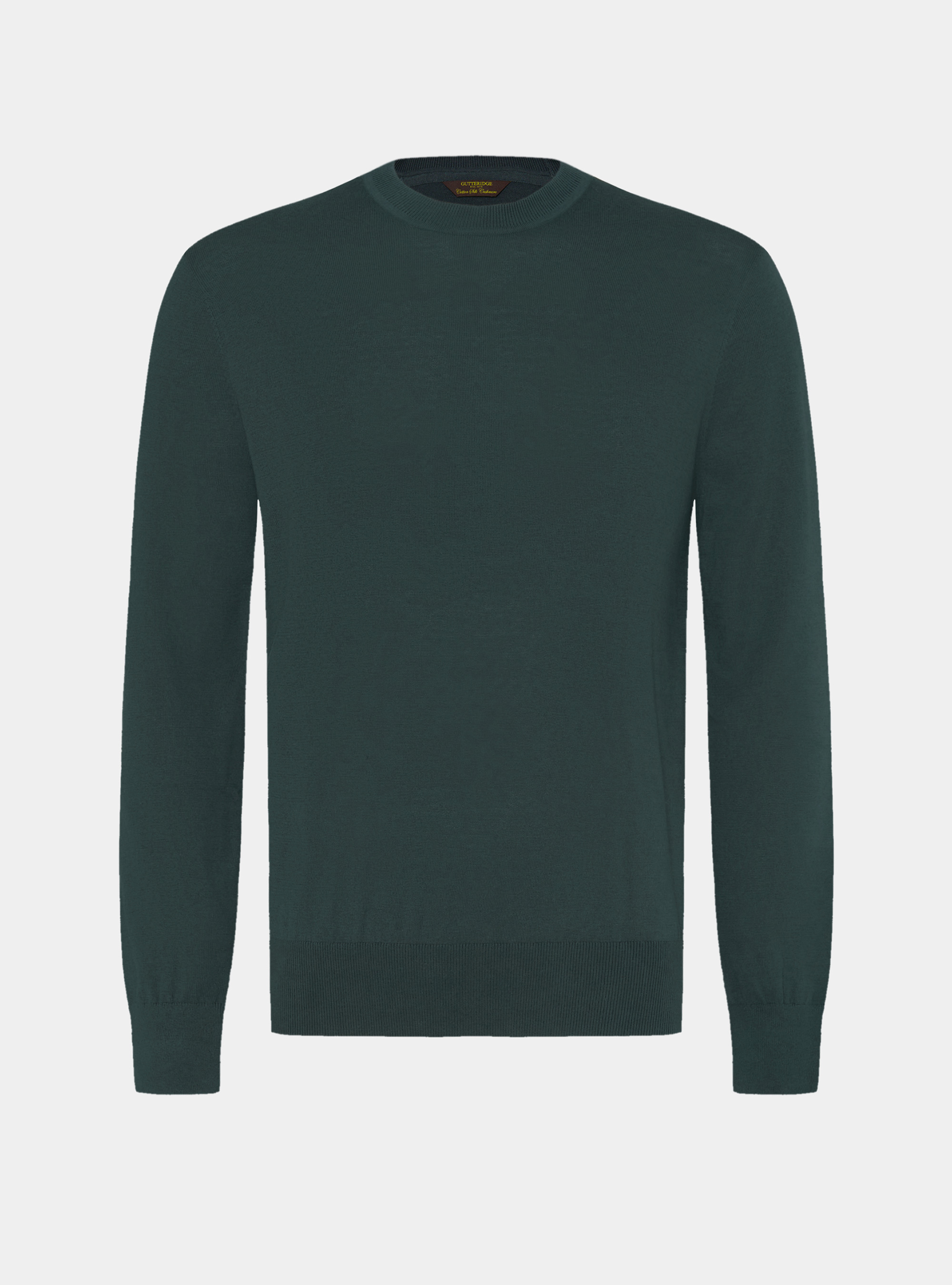 Maglia girocollo in cotone seta e cashmere, VERDE MUSCHIO 0615C