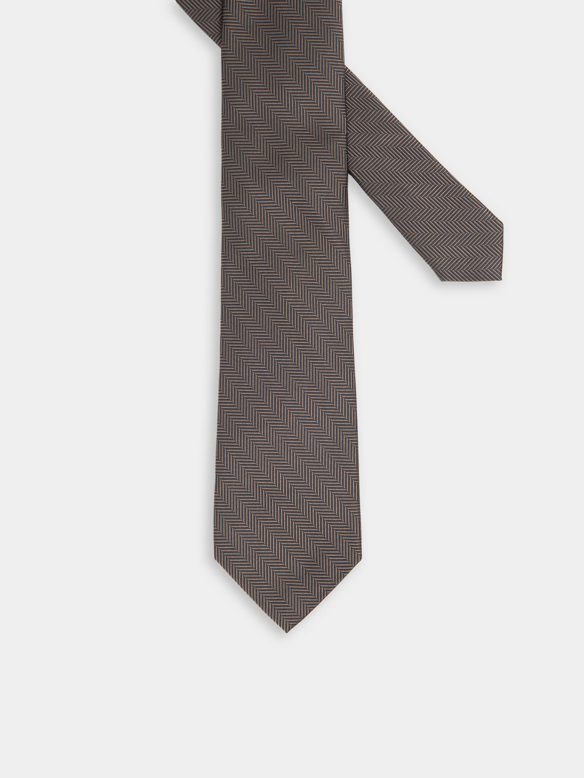 Cravatta in seta fantasia spigata, FANGO