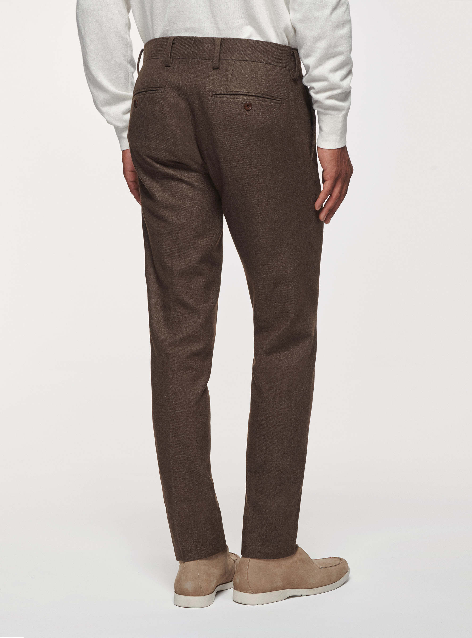 Pantaloni in flanella di lana Duemilagori, MARRONE