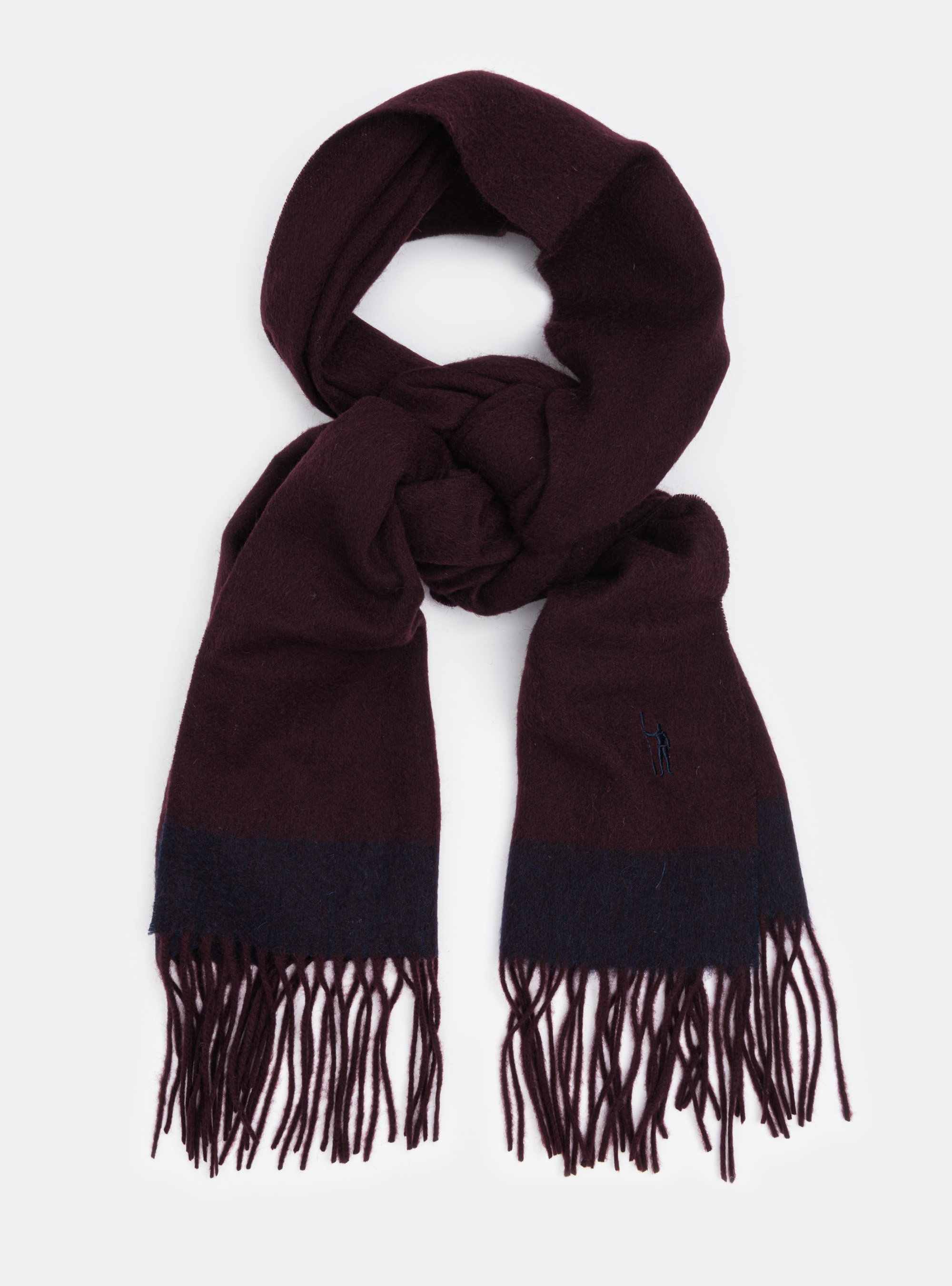 Sciarpa in lana cashmere con bordino a contrasto, BORDEAUX