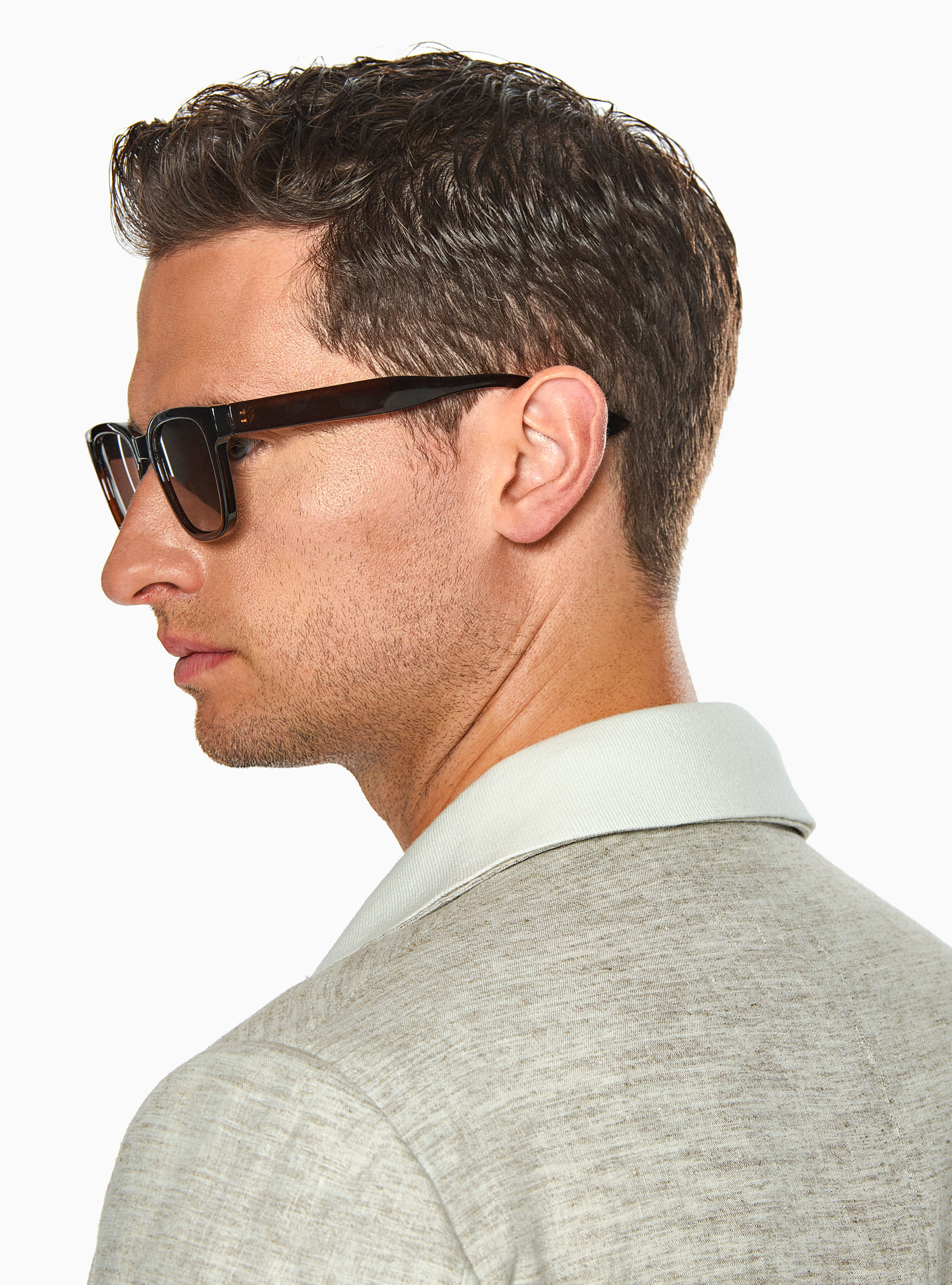 Slub linen blend blazer, SAND