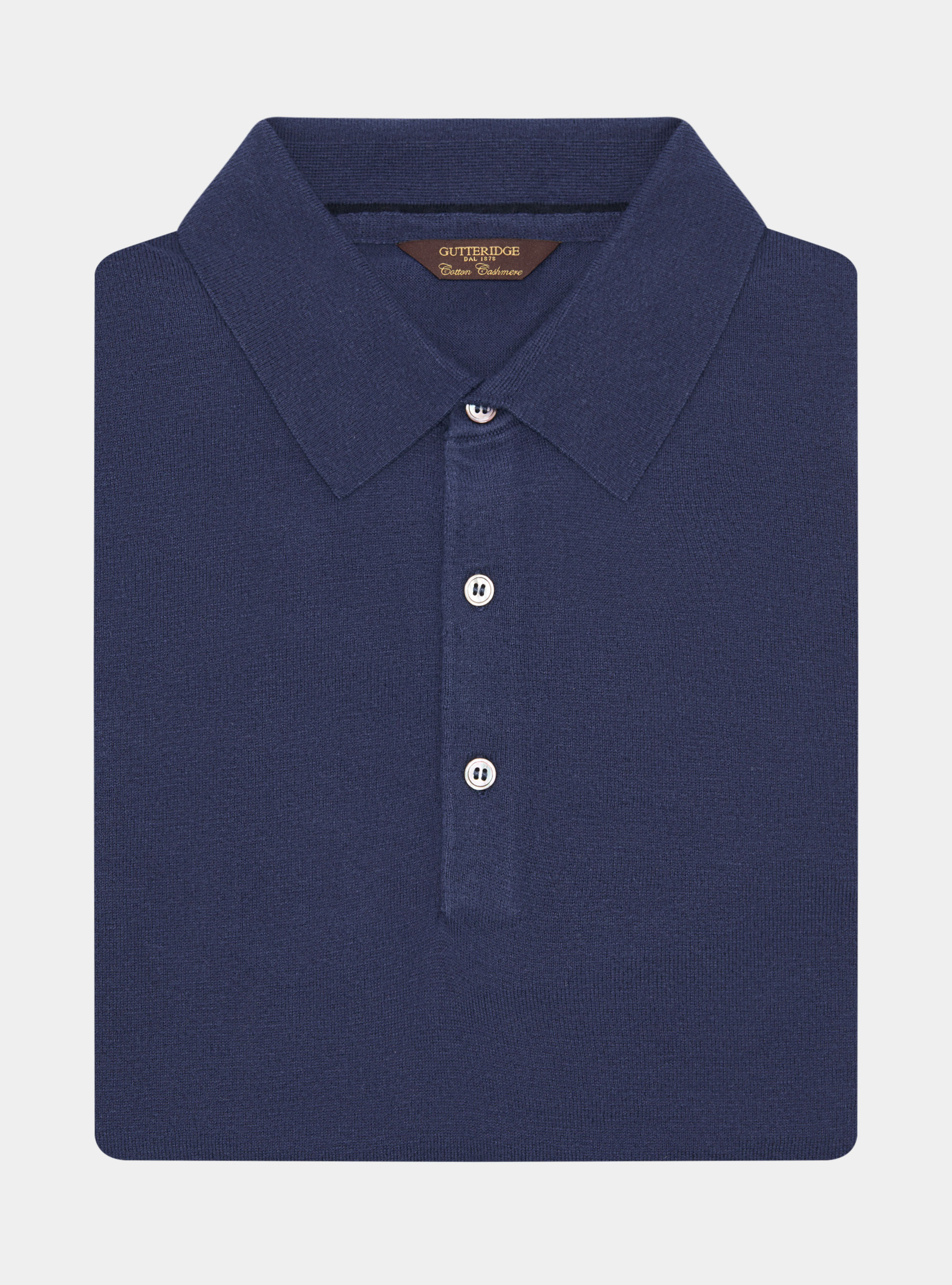 Polo in maglia di cotone e cashmere, INCHIOSTRO