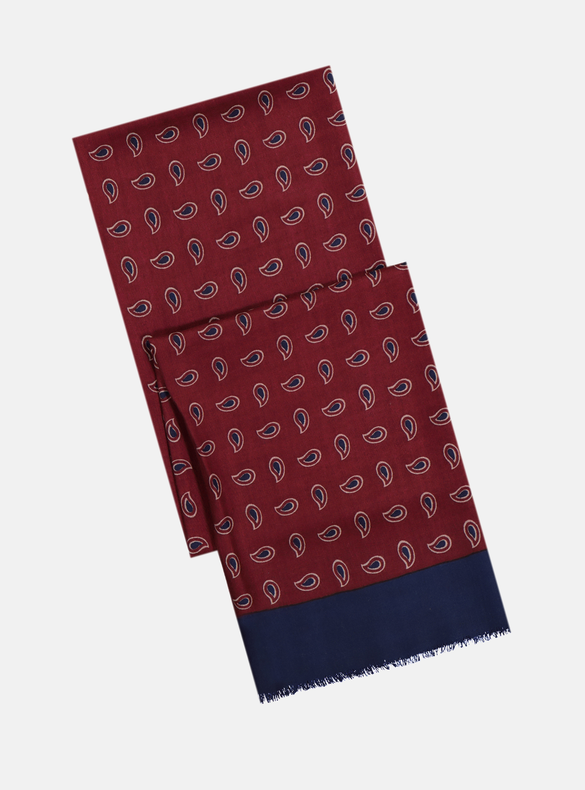 PAISLEY WOOL SCARF, BORDEAUX