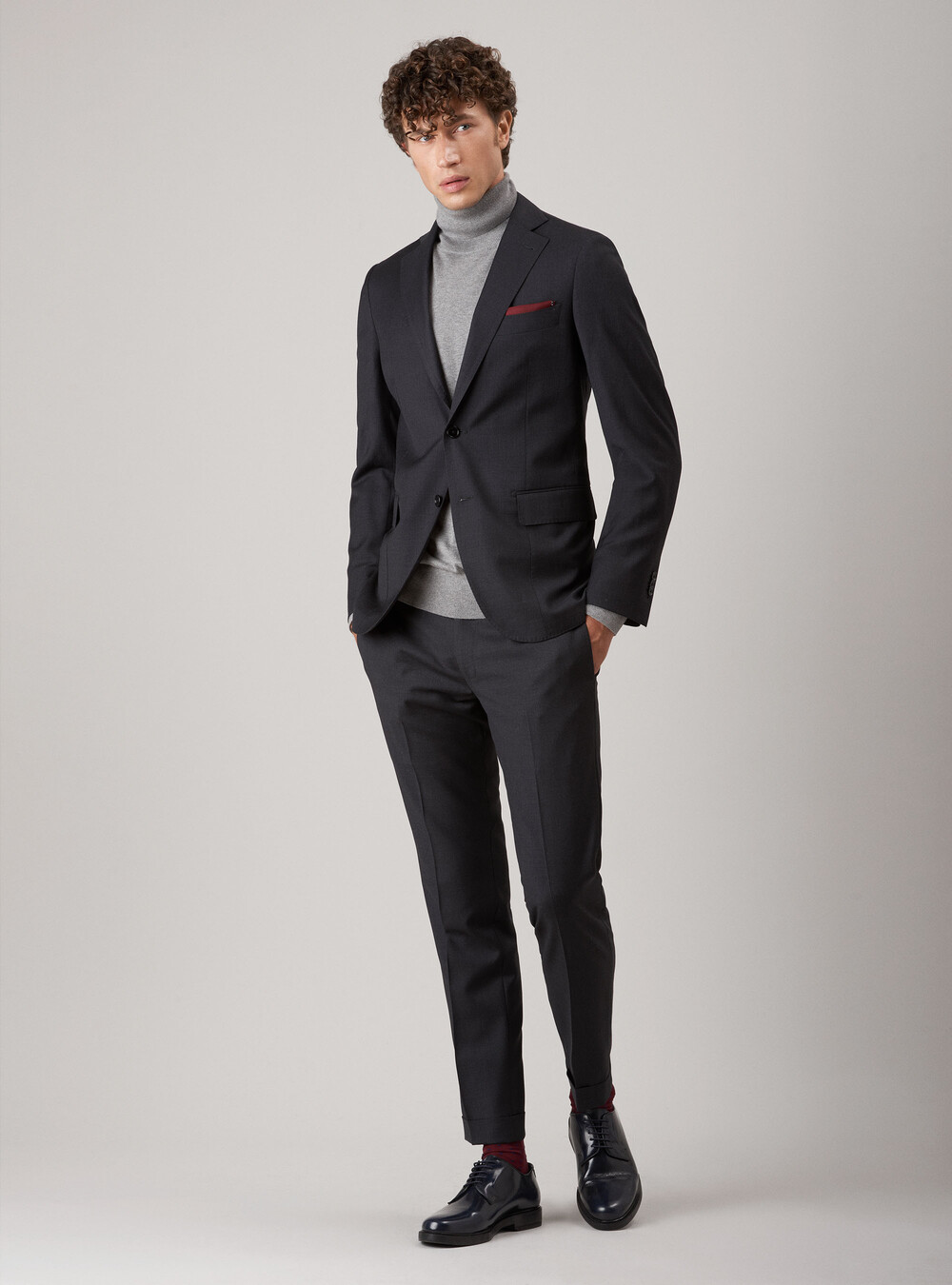 Giacca per abito in pura lana superfine 120's, ASFALTO