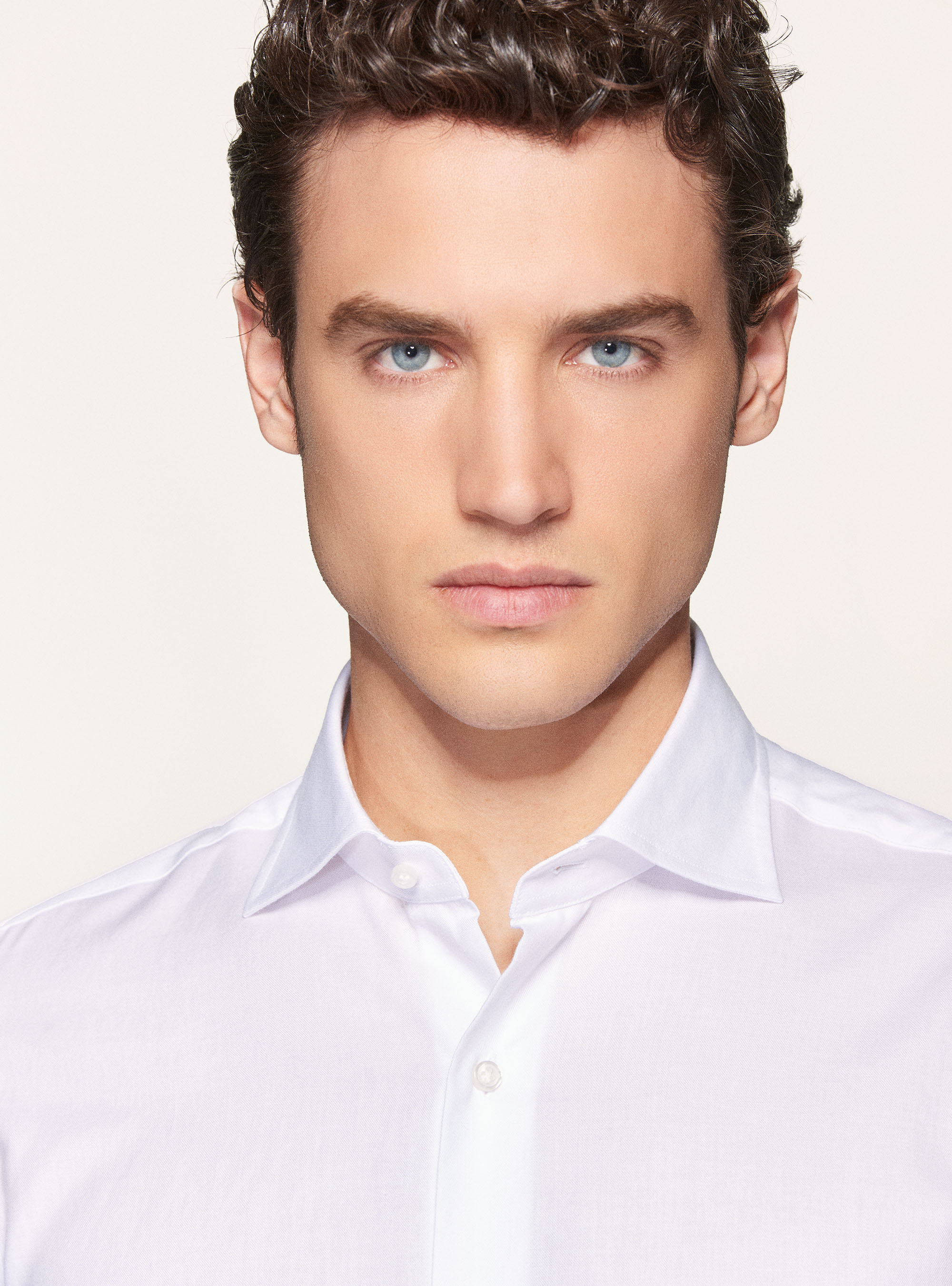 Camicia in flanella unita di cotone, BIANCO