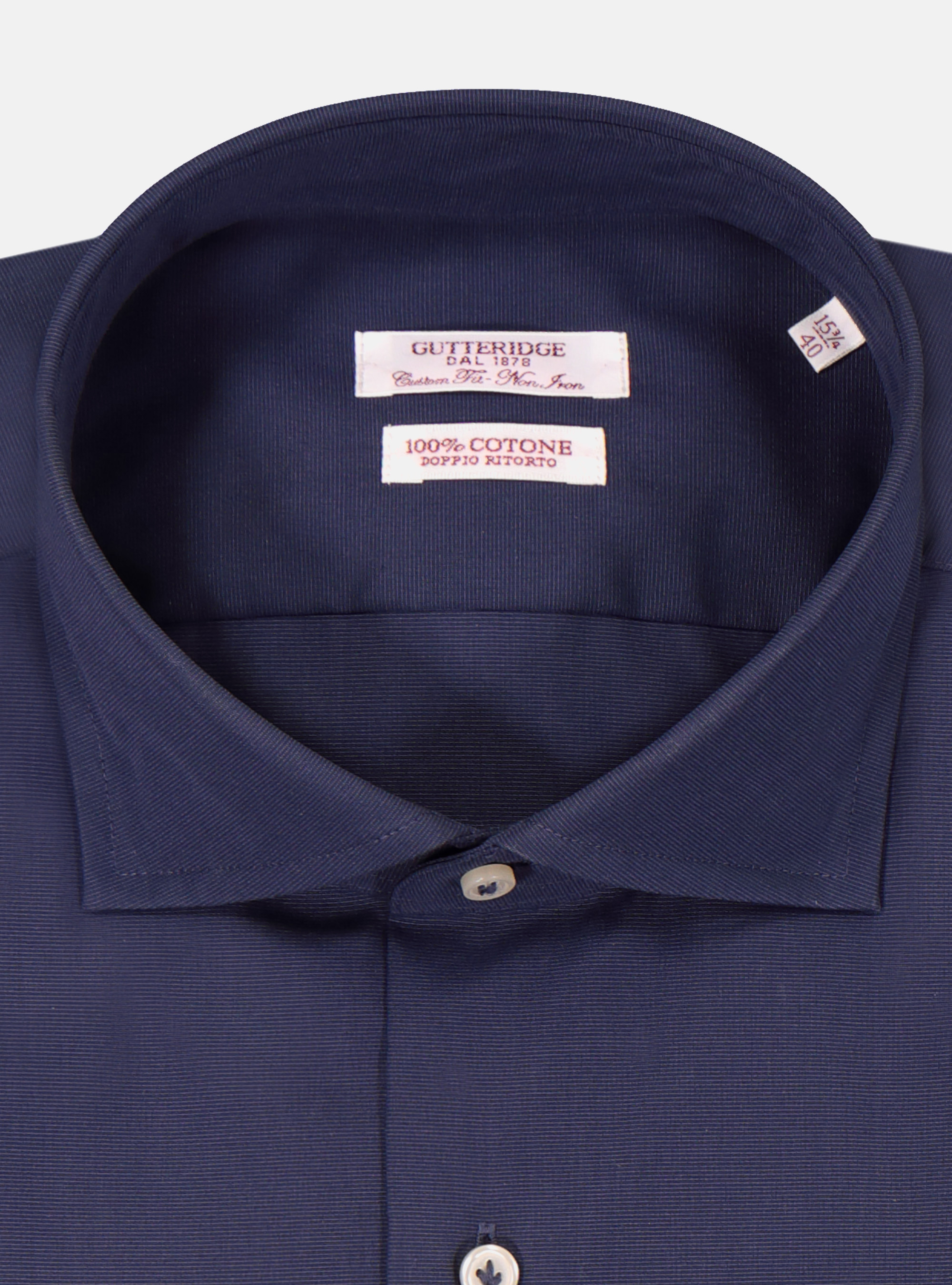 Camicia comfort fit classica in cotone fil a fil no iron, BLU NAVY