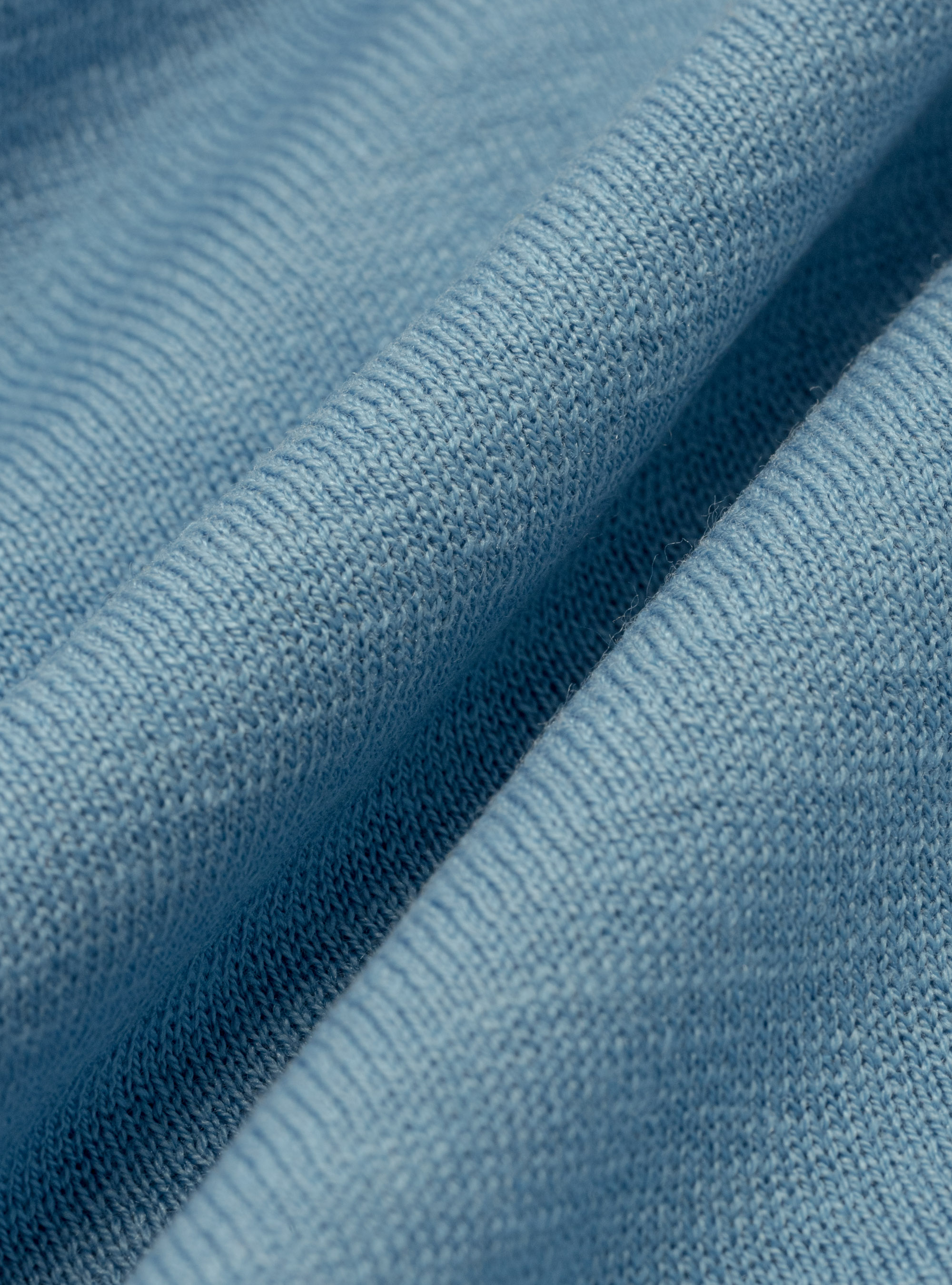 Maglia girocollo in seta e cotone, AZZURRO