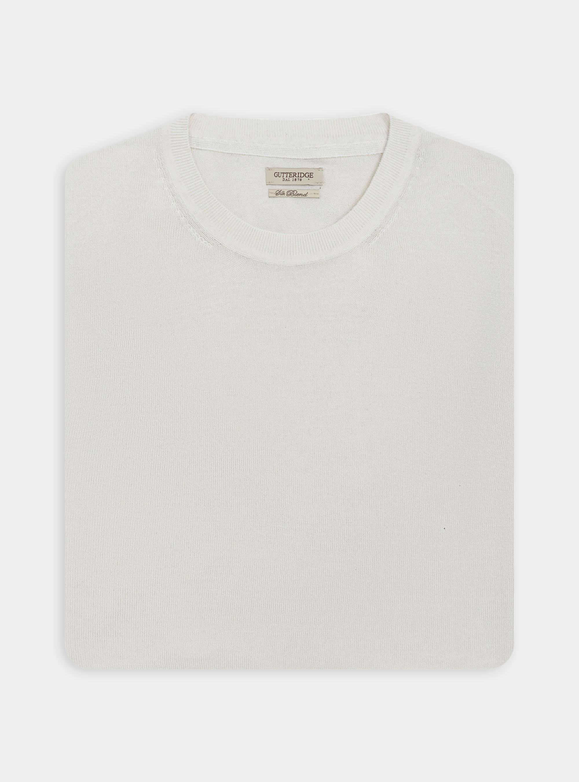 Maglia girocollo in seta e cotone, BIANCO