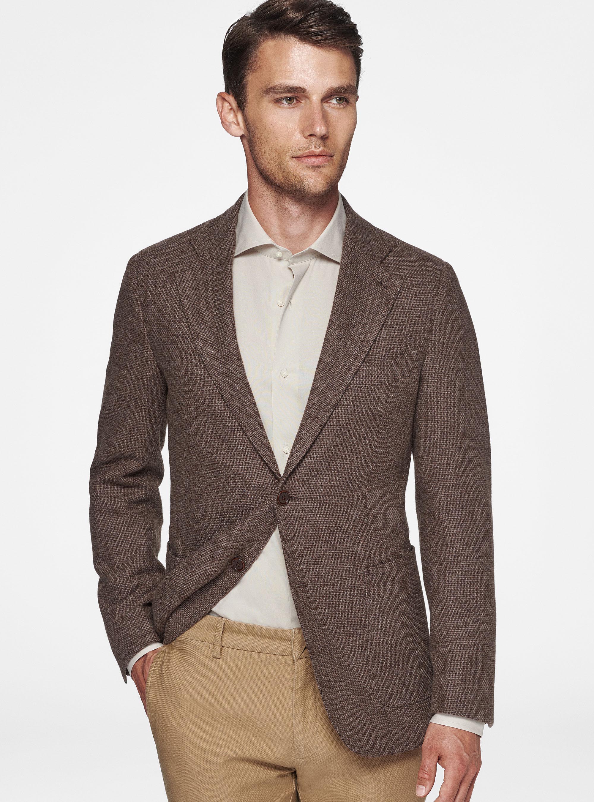 Cotton wool and cashmere hopsack blazer