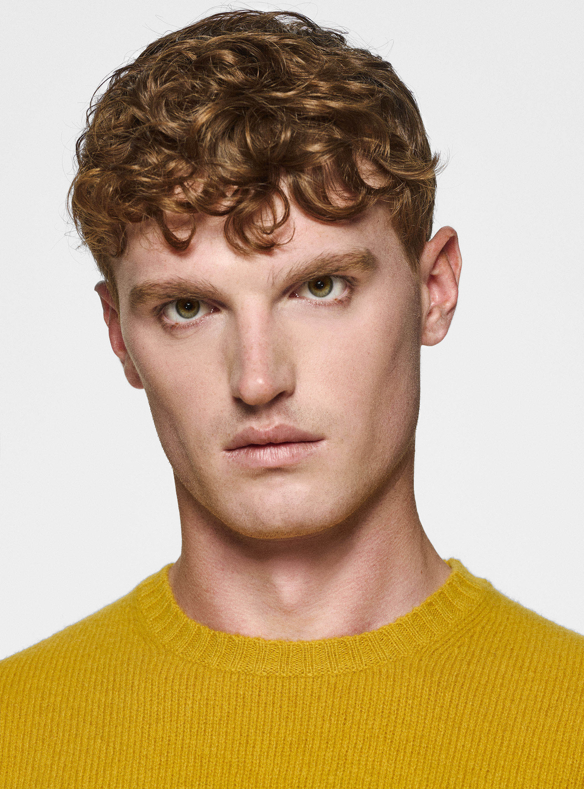 Maglia girocollo in lana shetland, SENAPE 0715C