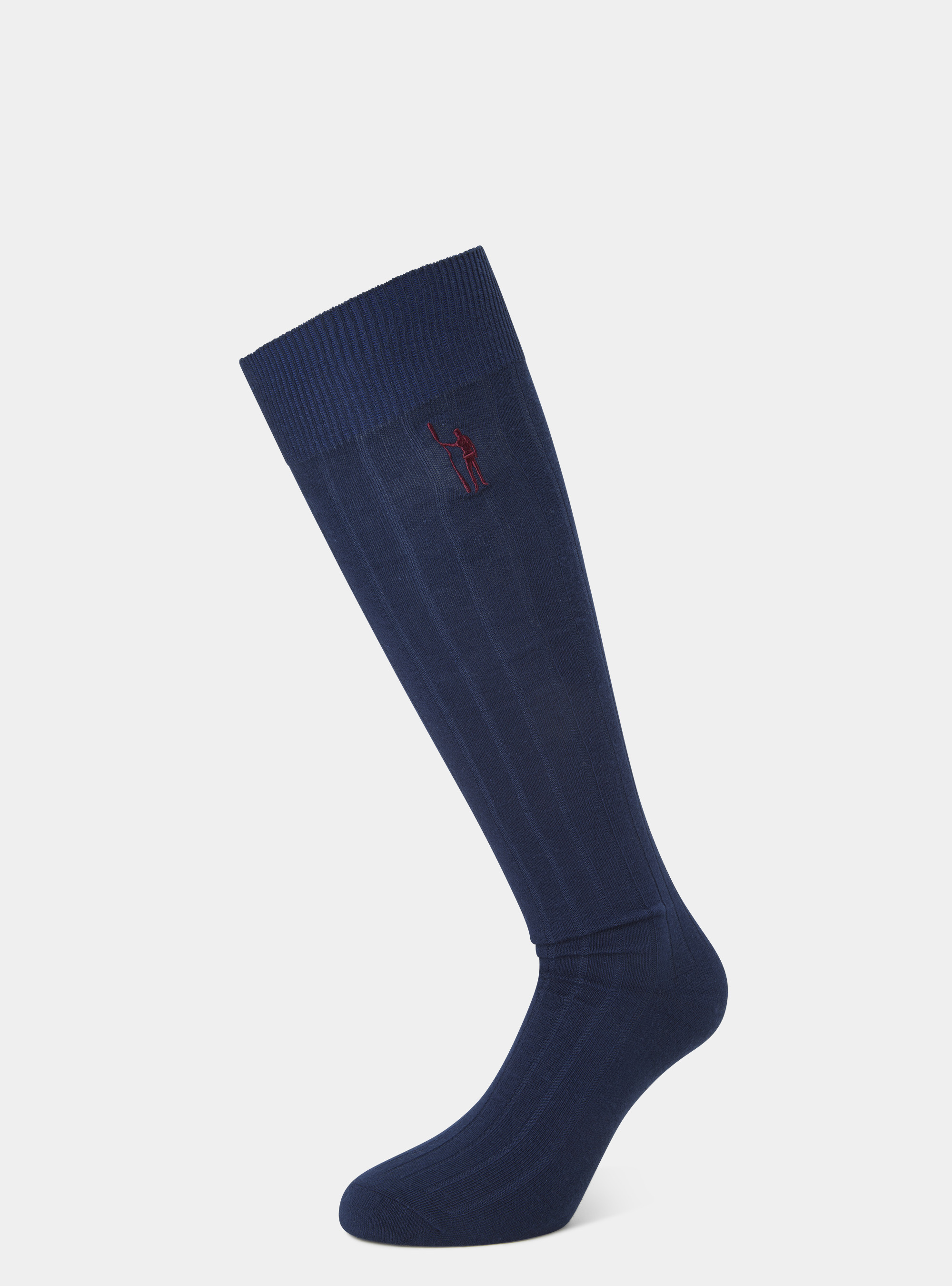 Calze in misto cotone a coste, BLU NAVY