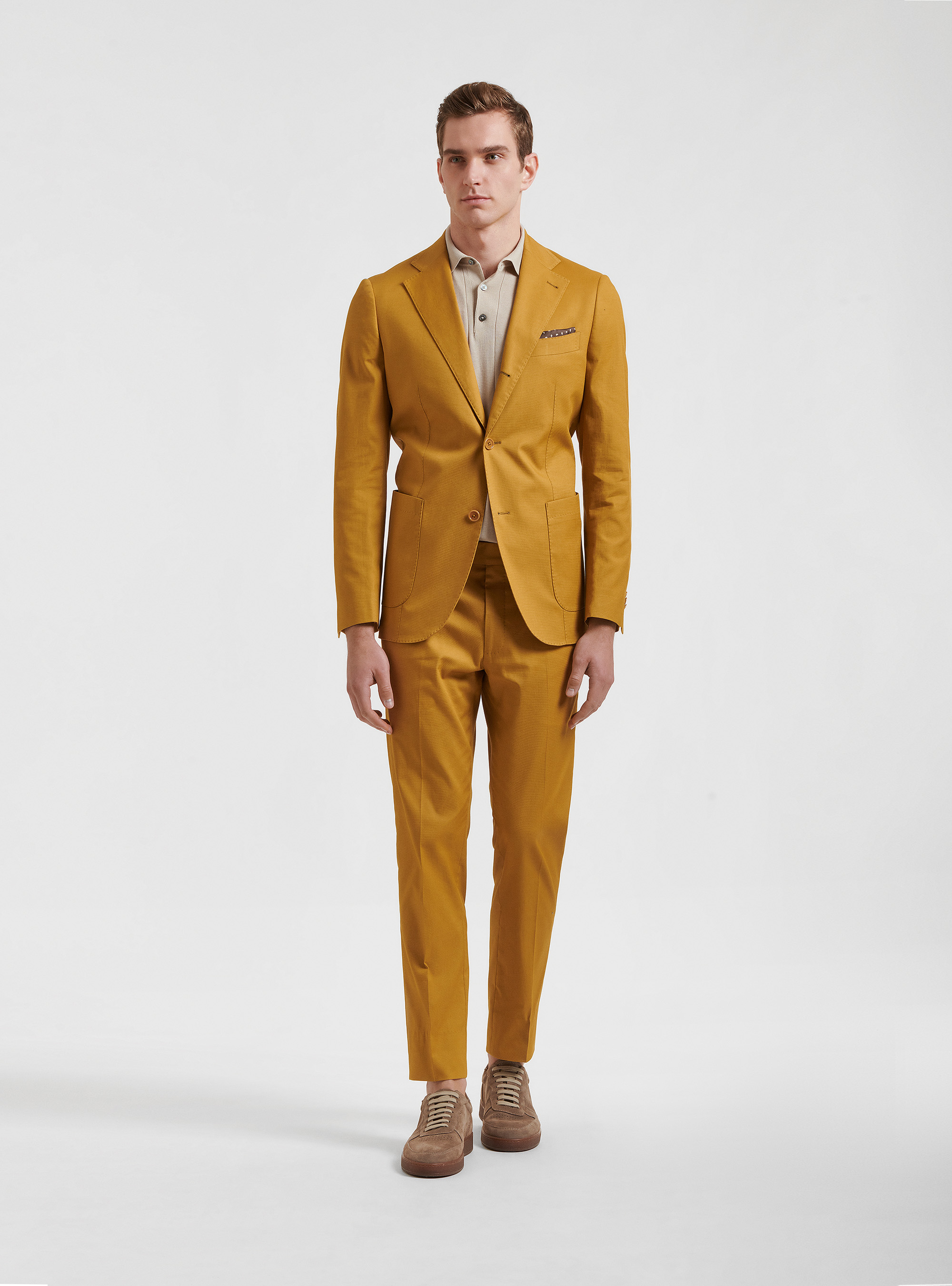 Ochre suit in pure cotton weave