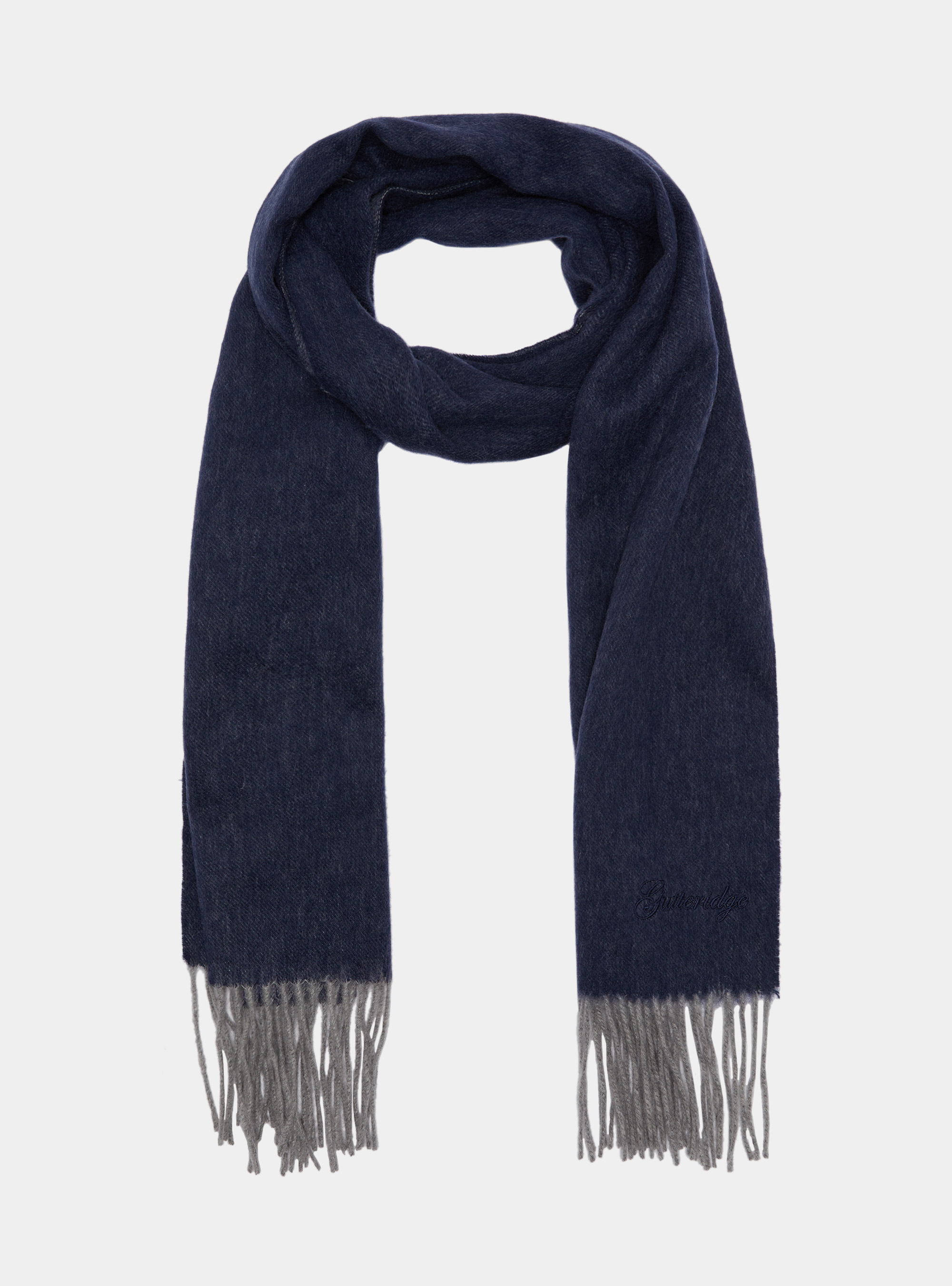 Sciarpa double face in lana e cashmere, BLU NAVY