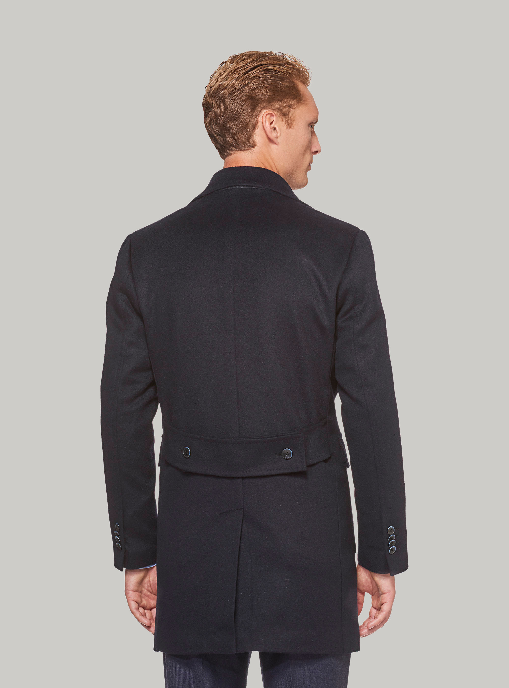Cappotto doppiopetto in pura lana, BLU NAVY