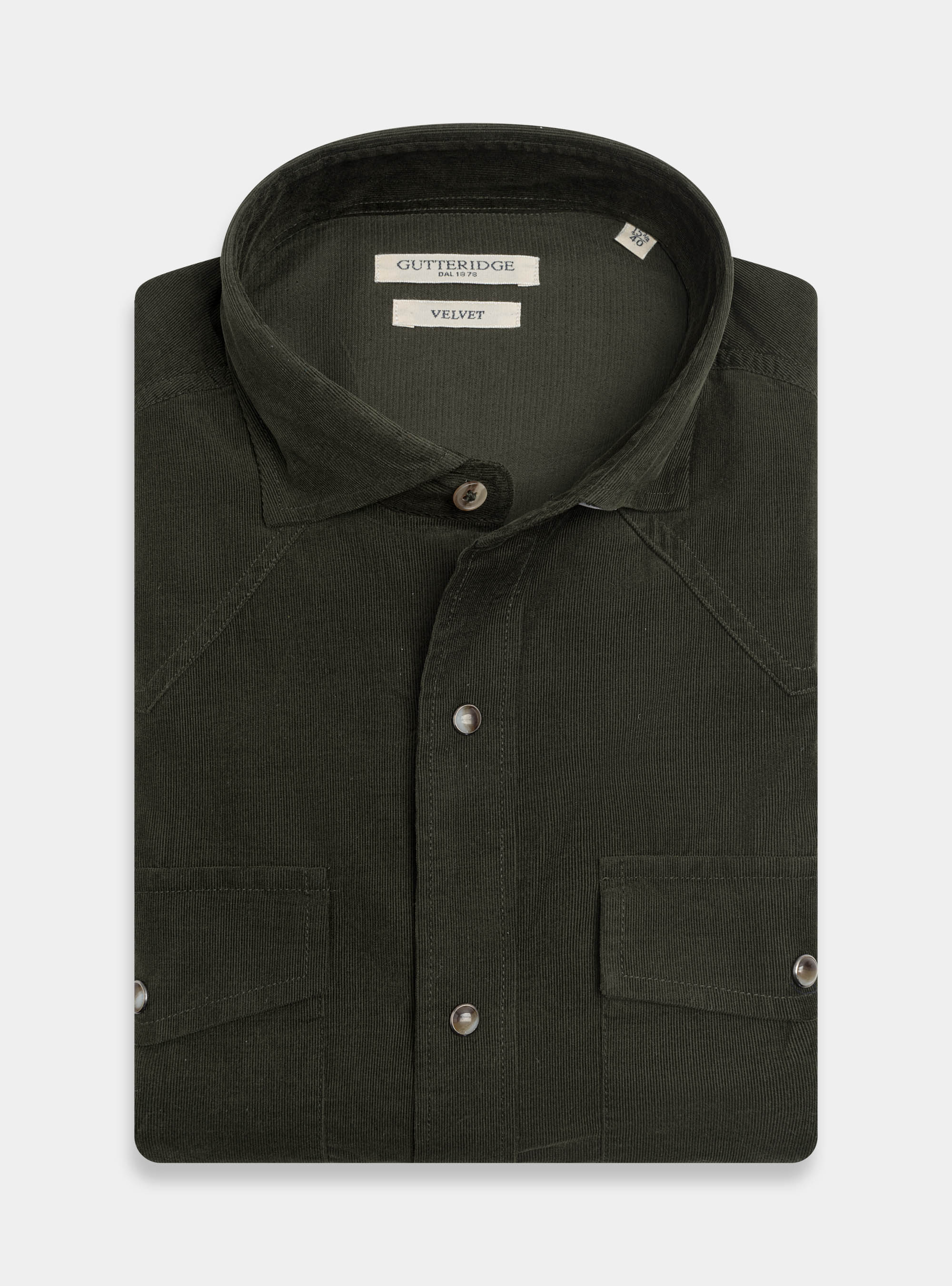 Camicia in velluto con tasche, MILITARE 0609C