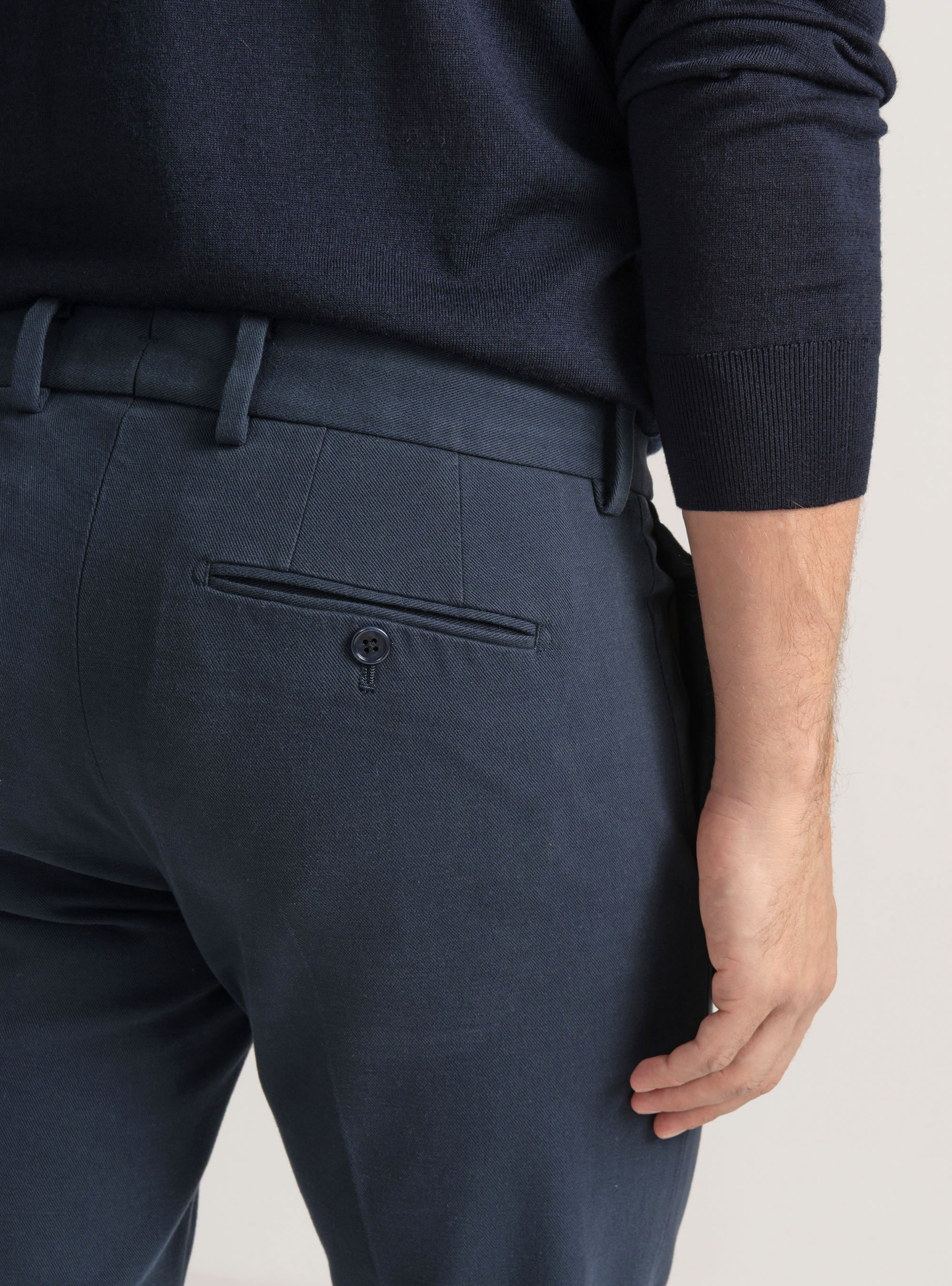 Cotton and cashmere twill trousers, NAVY BLUE