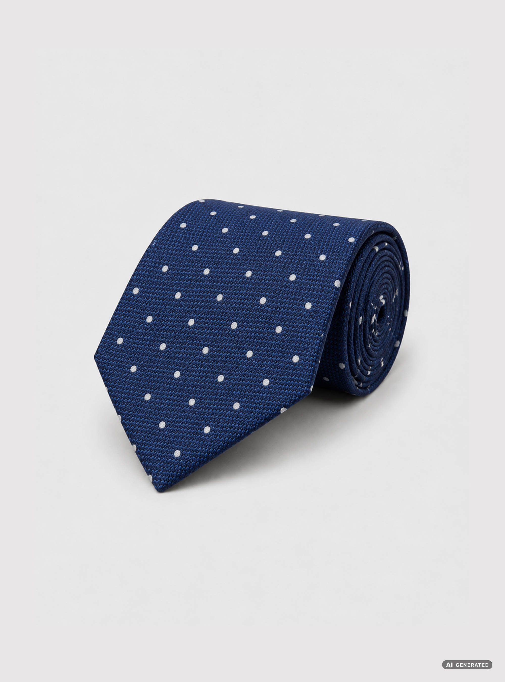 Cravatta in seta a pois jacquard, BLU MARINO/BIANCO