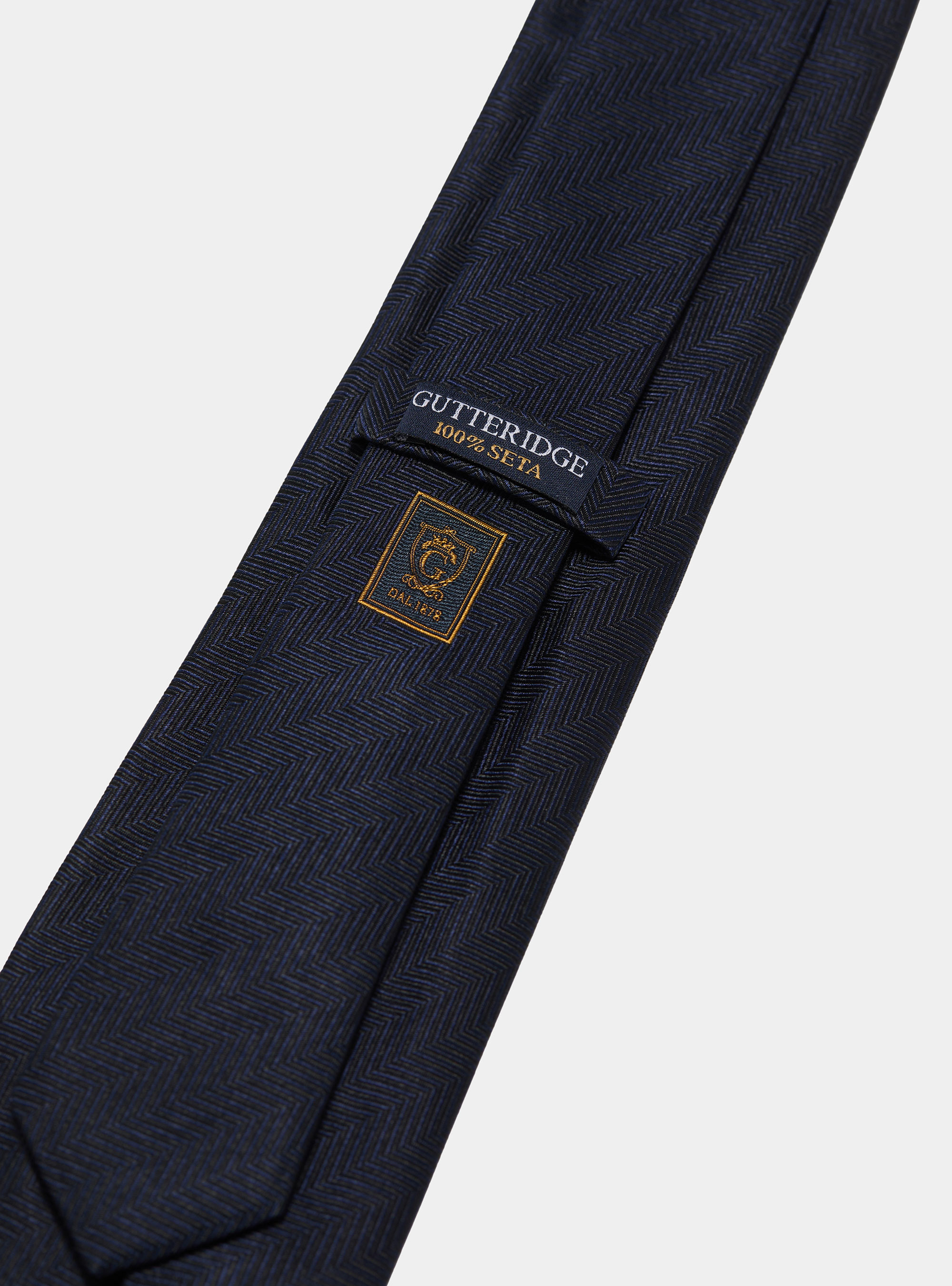 Cravatta herringbone in seta, BLU NAVY